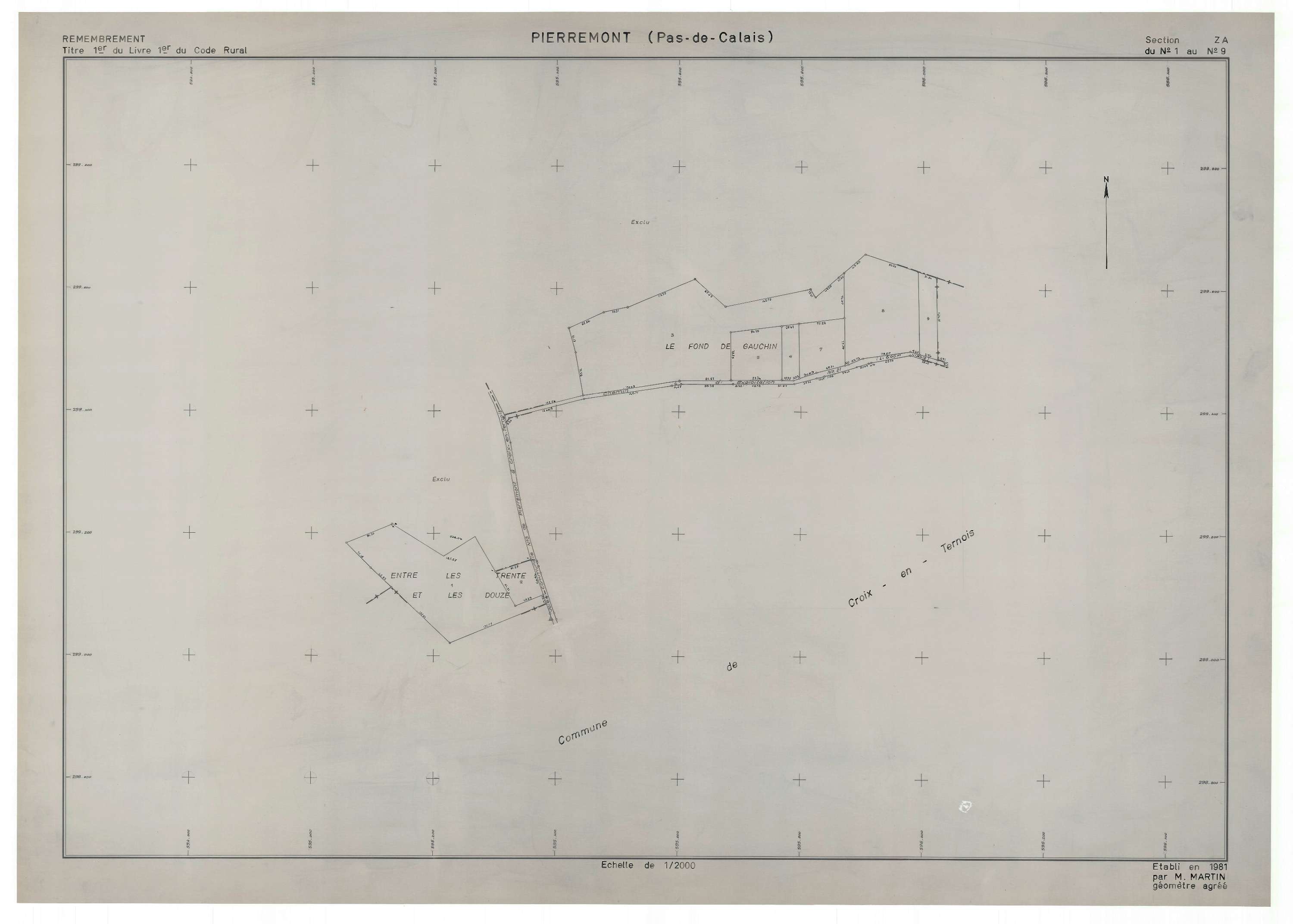 Pierremont - Plan de remembrement : section ZA.