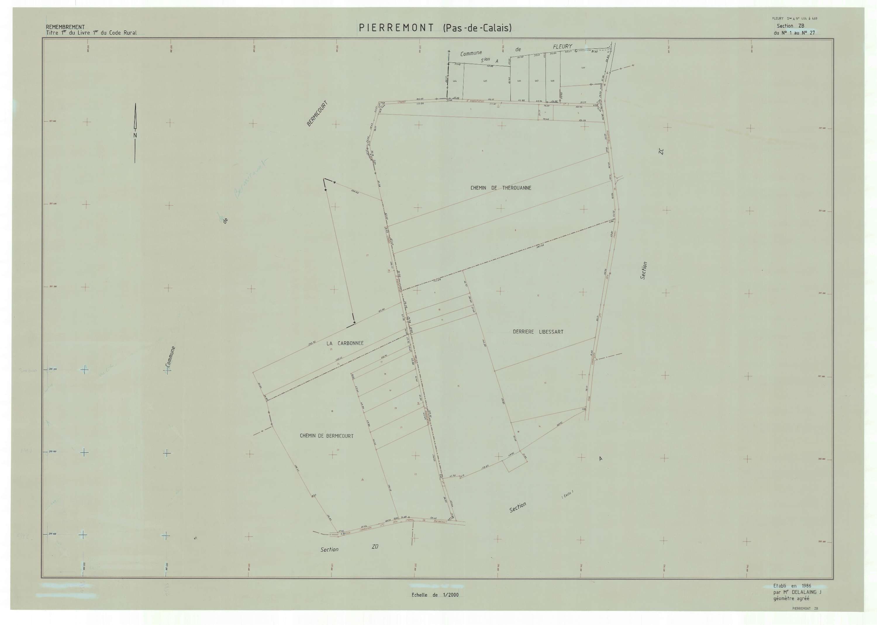 Pierremont - Plan de remembrement : section ZB.