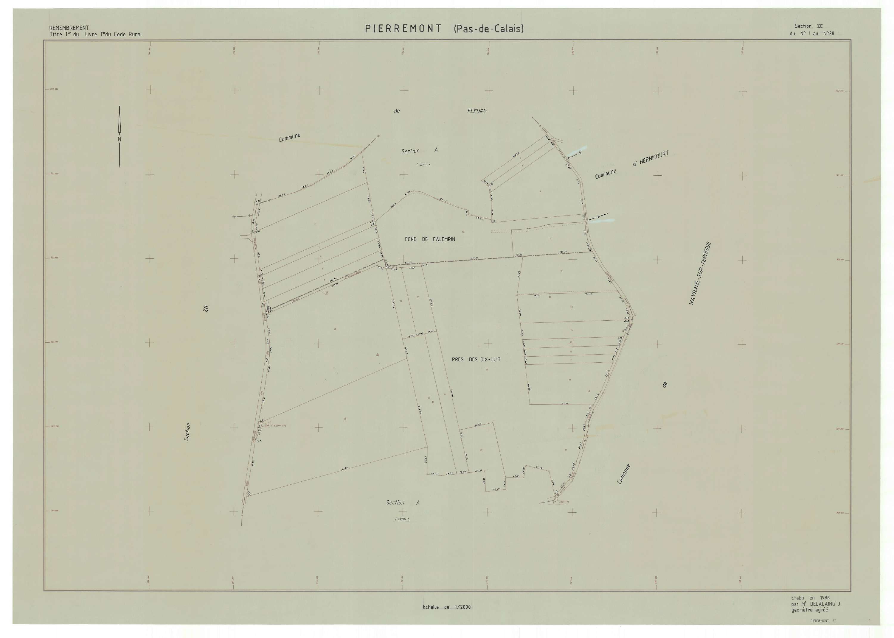 Pierremont - Plan de remembrement : section ZC.