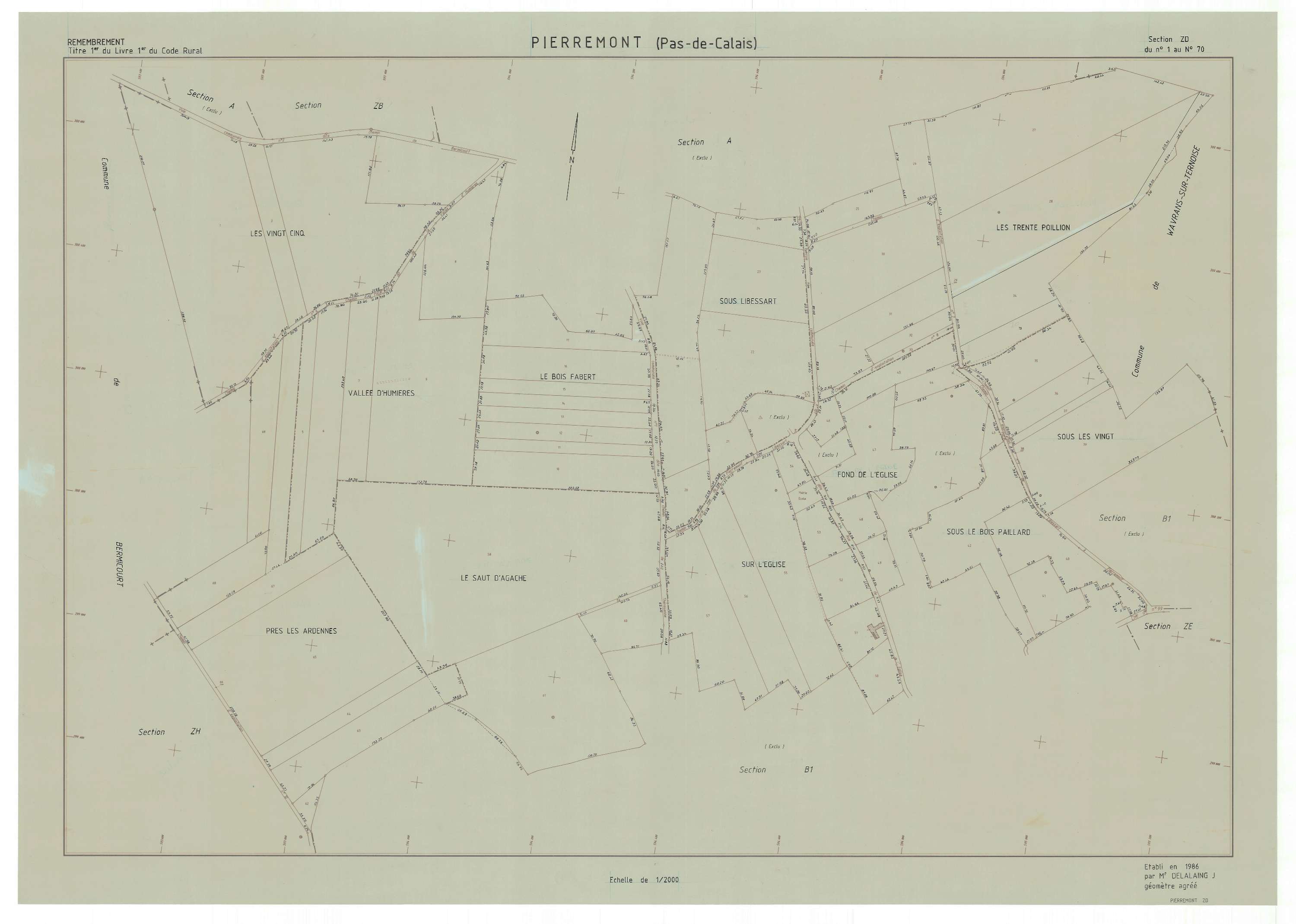 Pierremont - Plan de remembrement : section ZD.