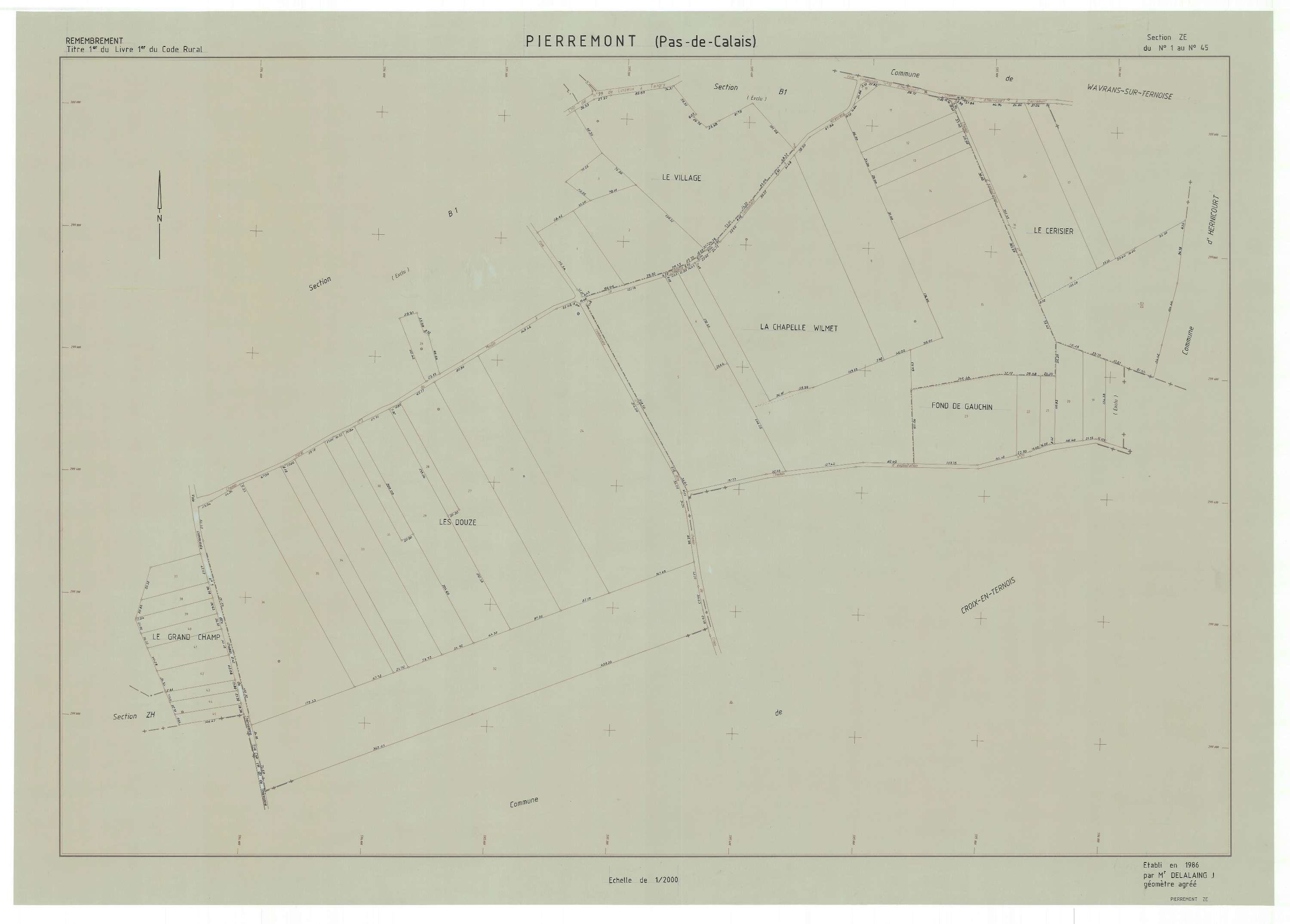 Pierremont - Plan de remembrement : section ZE.