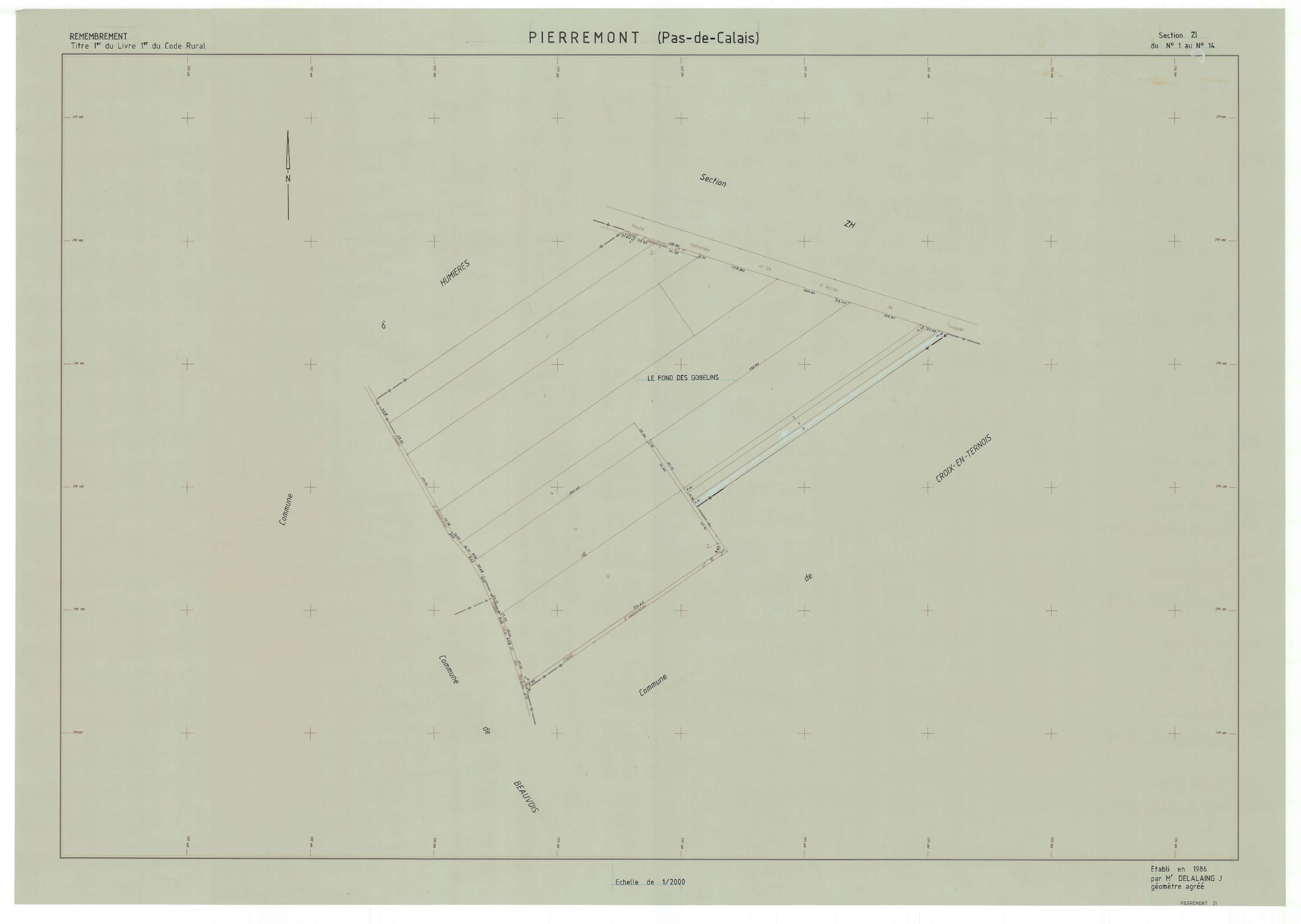Pierremont - Plan de remembrement : section ZI.