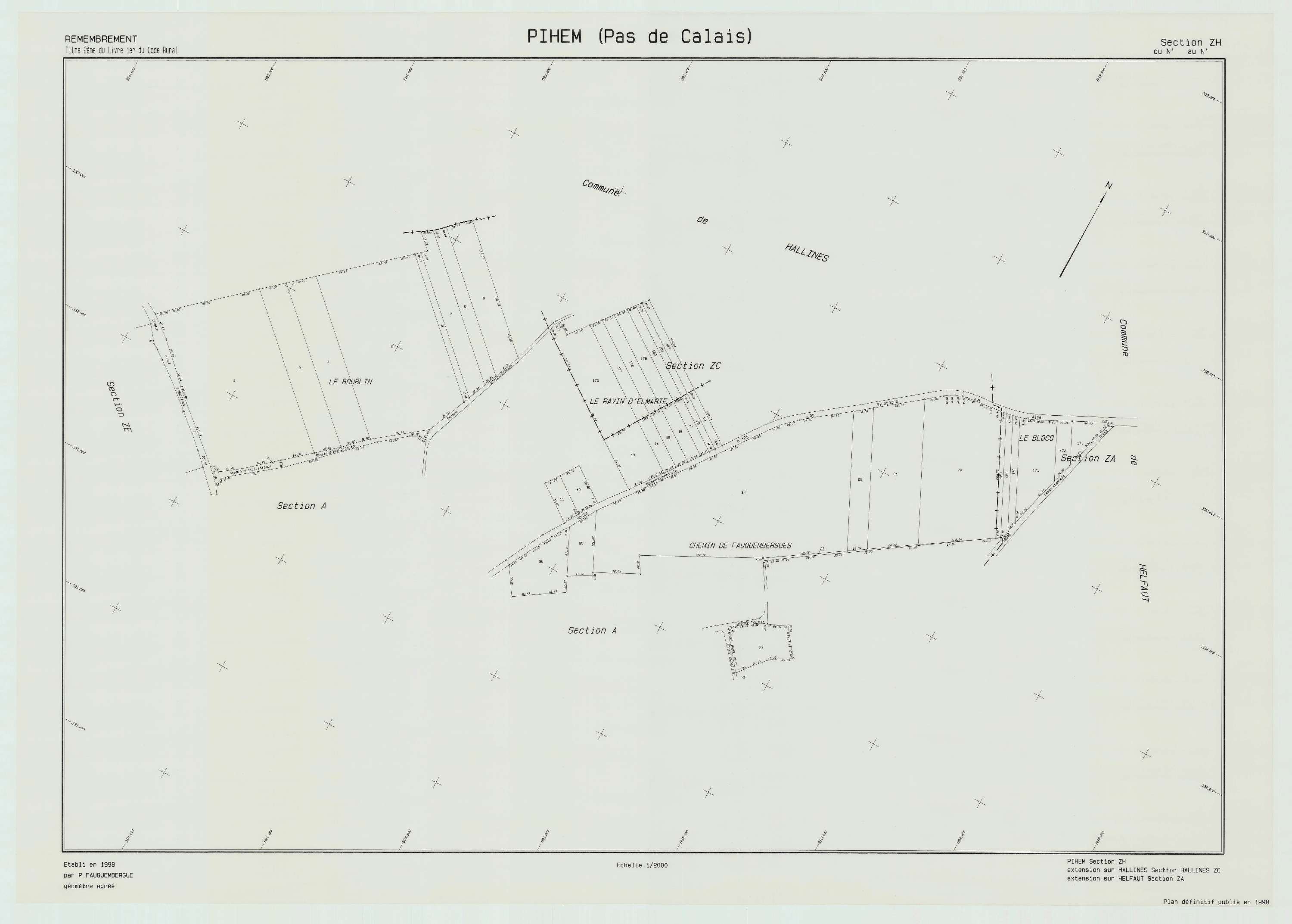 Pihem - Plan de remembrement : section ZH.