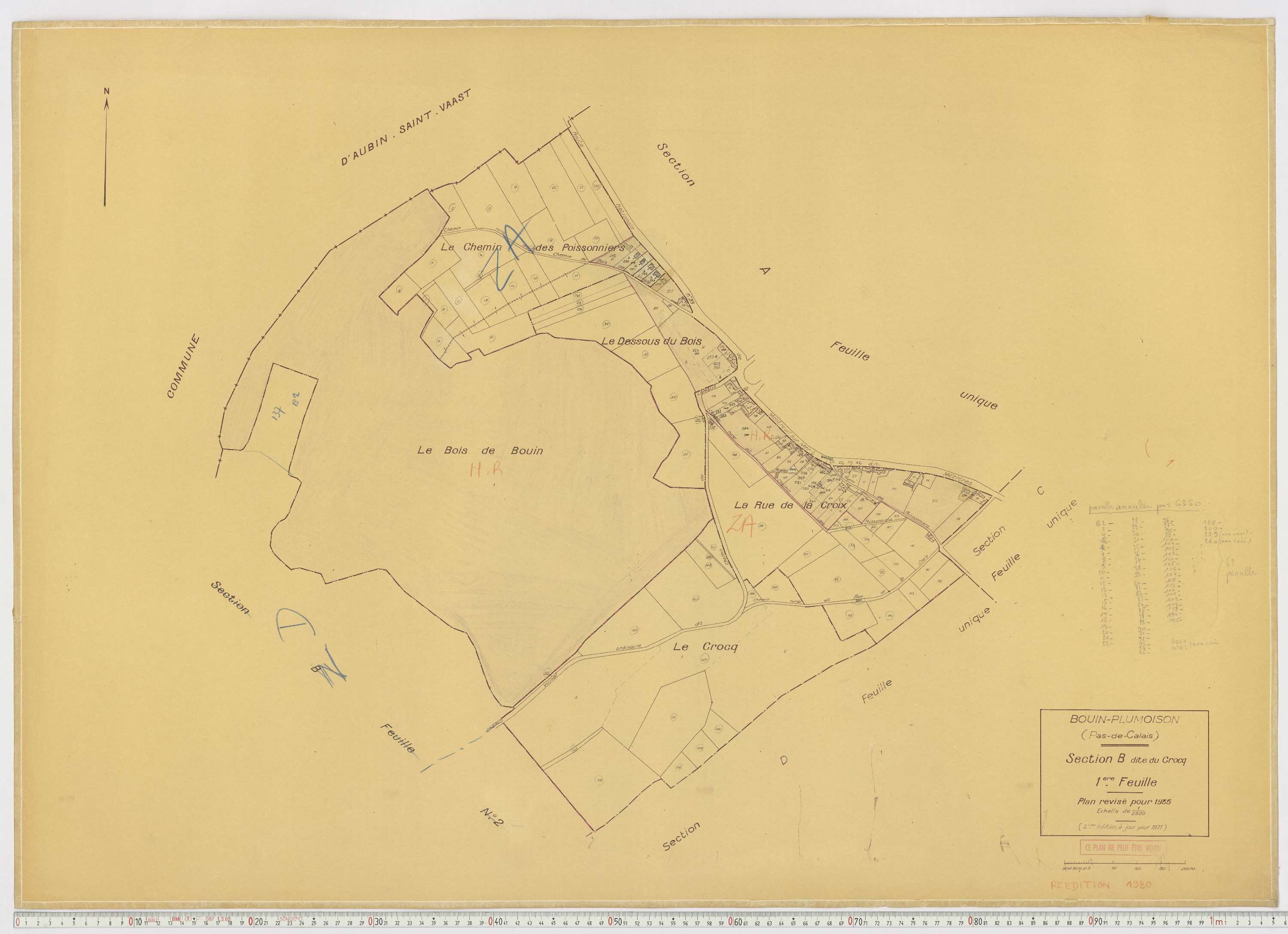 Bouin-Plumoison - Section B, feuille 1.