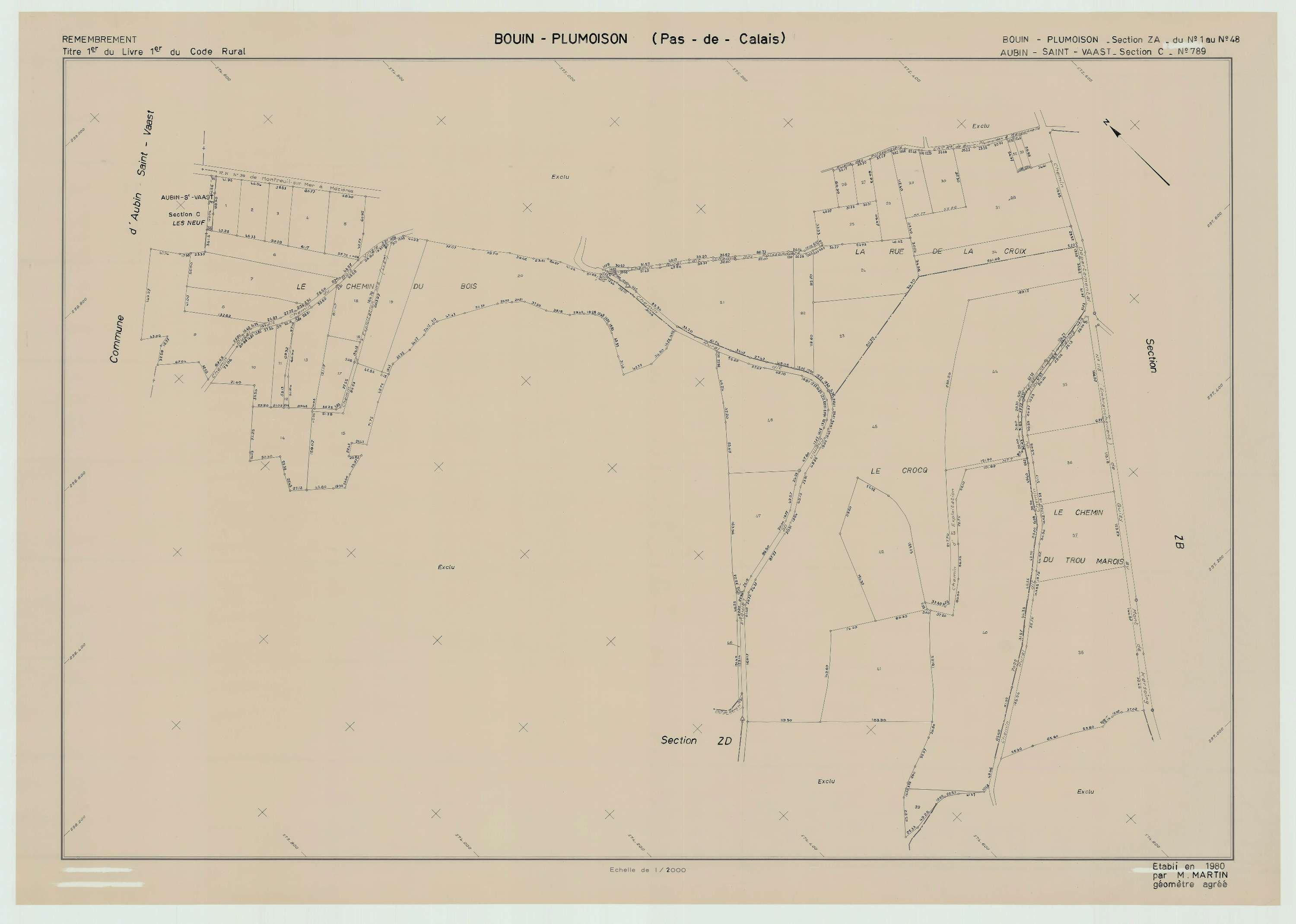 Bouin-Plumoison - Plan de remembrement : section ZA.