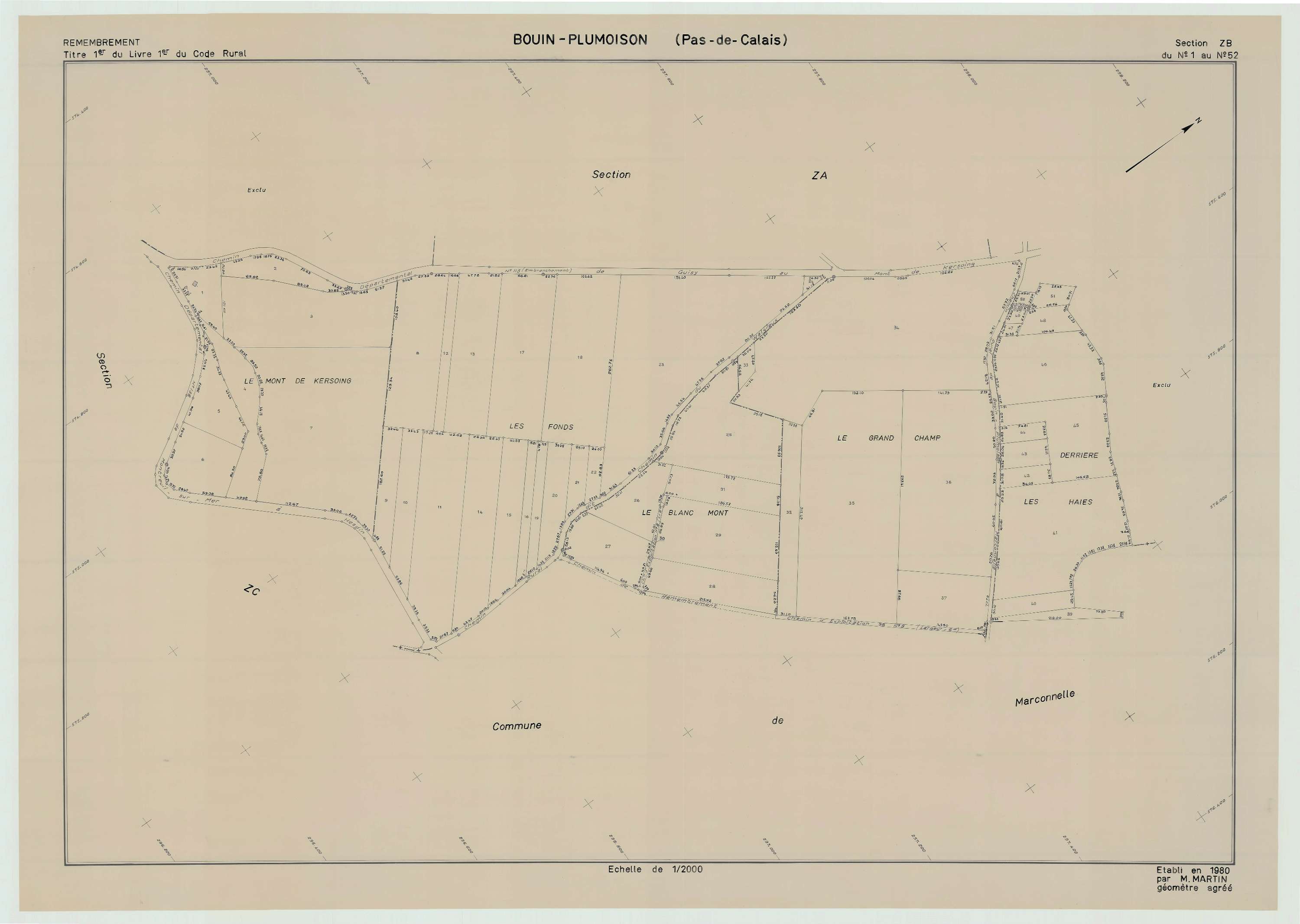 Bouin-Plumoison - Plan de remembrement : section ZB.