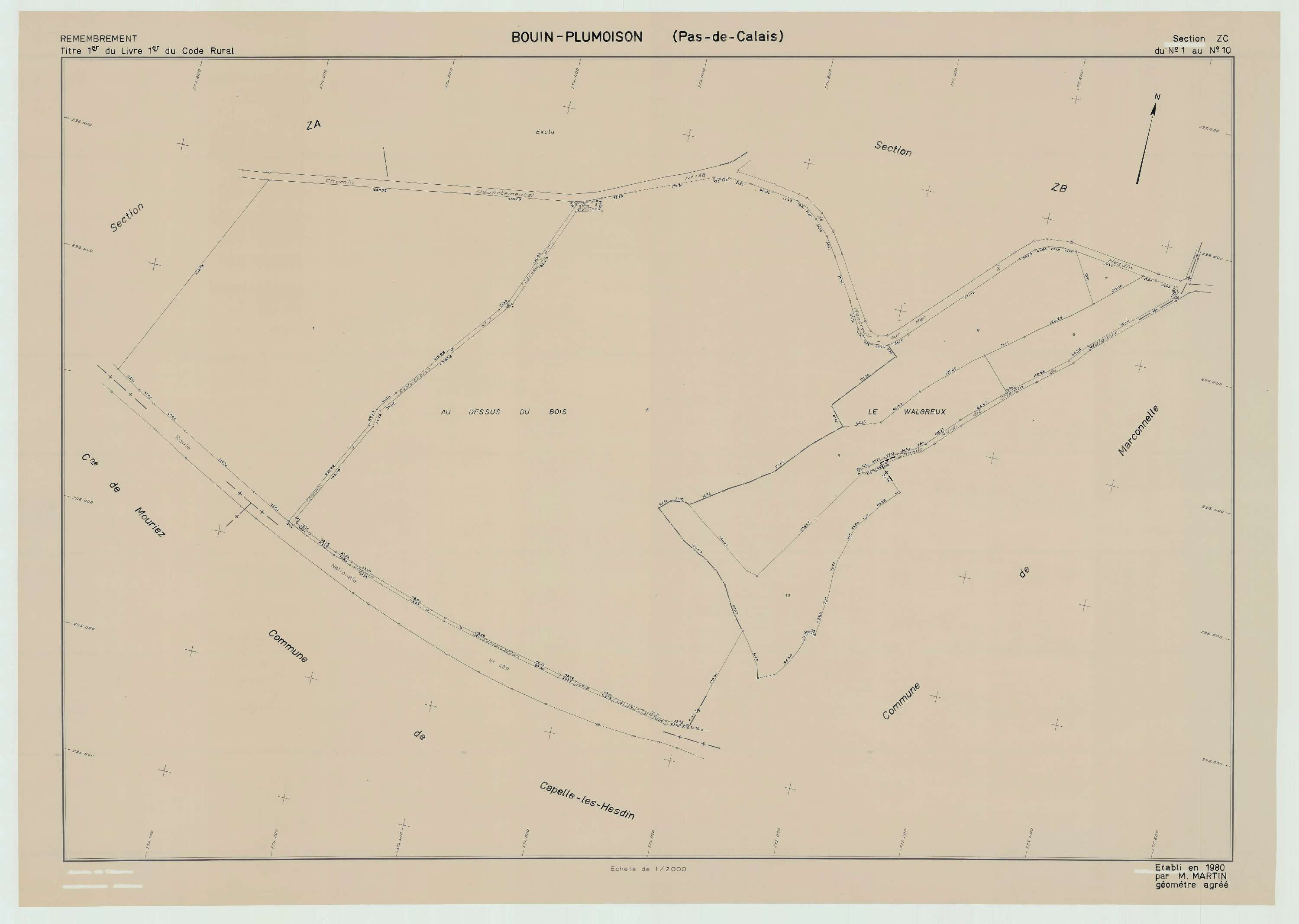 Bouin-Plumoison - Plan de remembrement : section ZC.