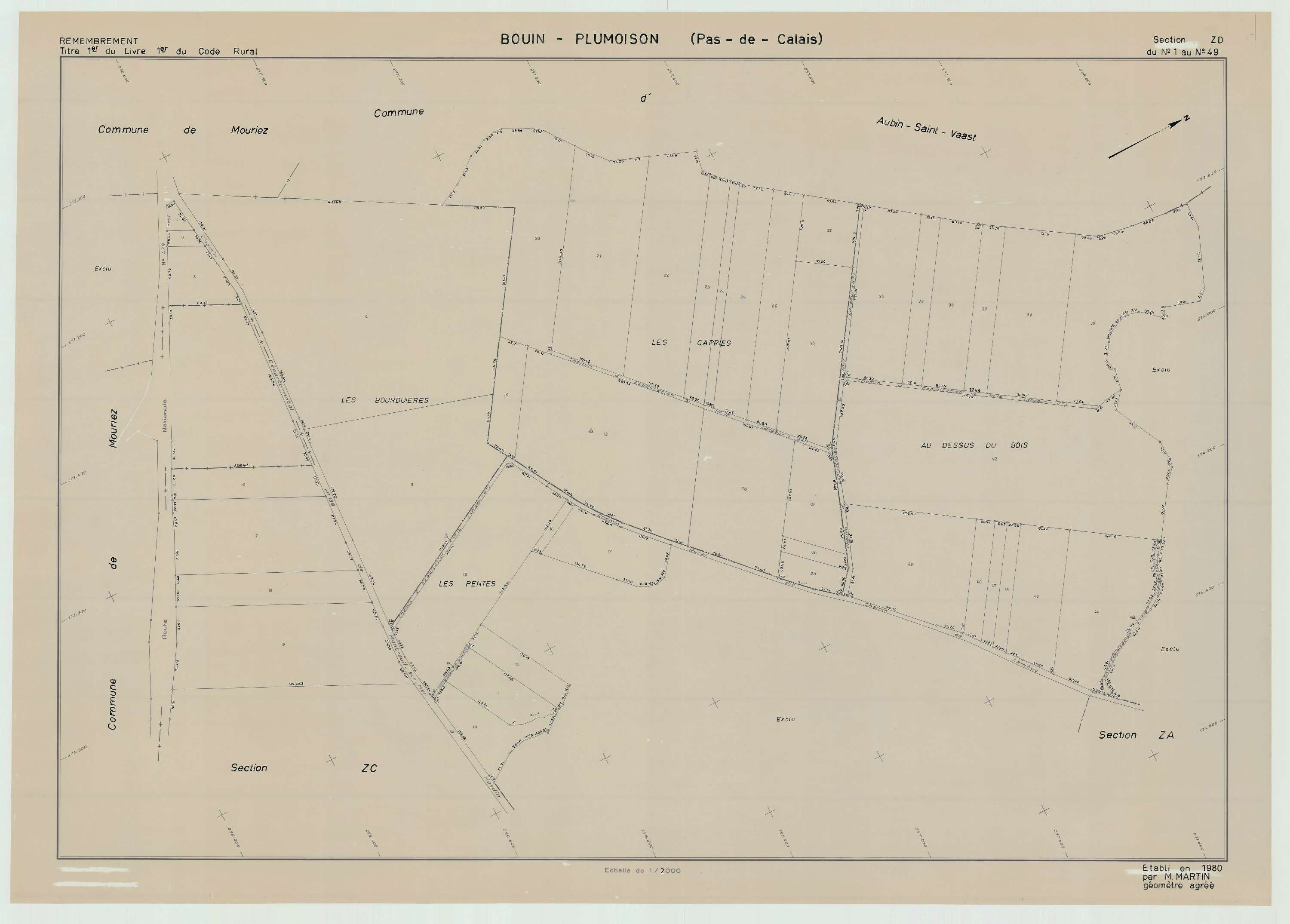 Bouin-Plumoison - Plan de remembrement : section ZD.