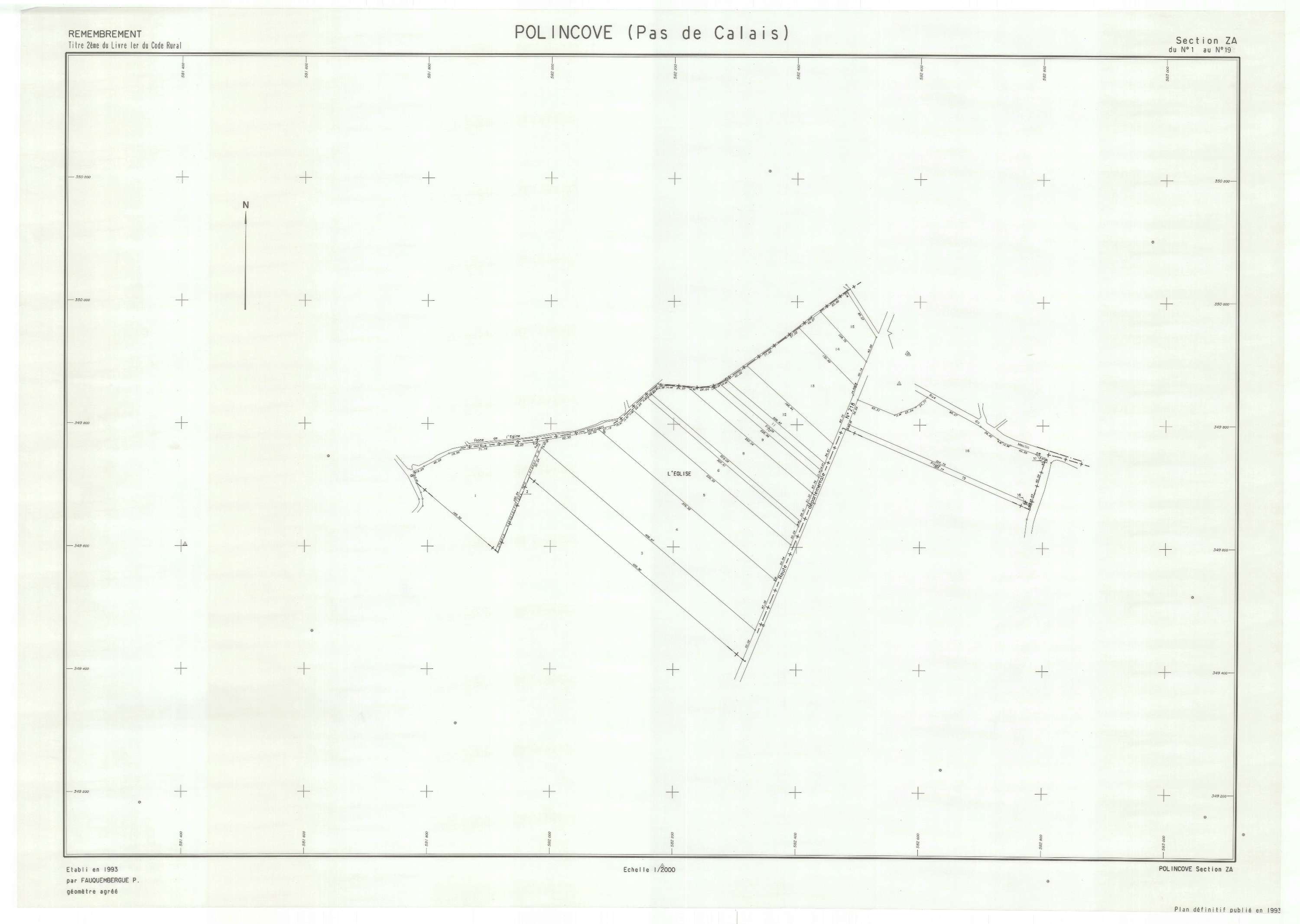 Polincove - Plan de remembrement : section ZA.
