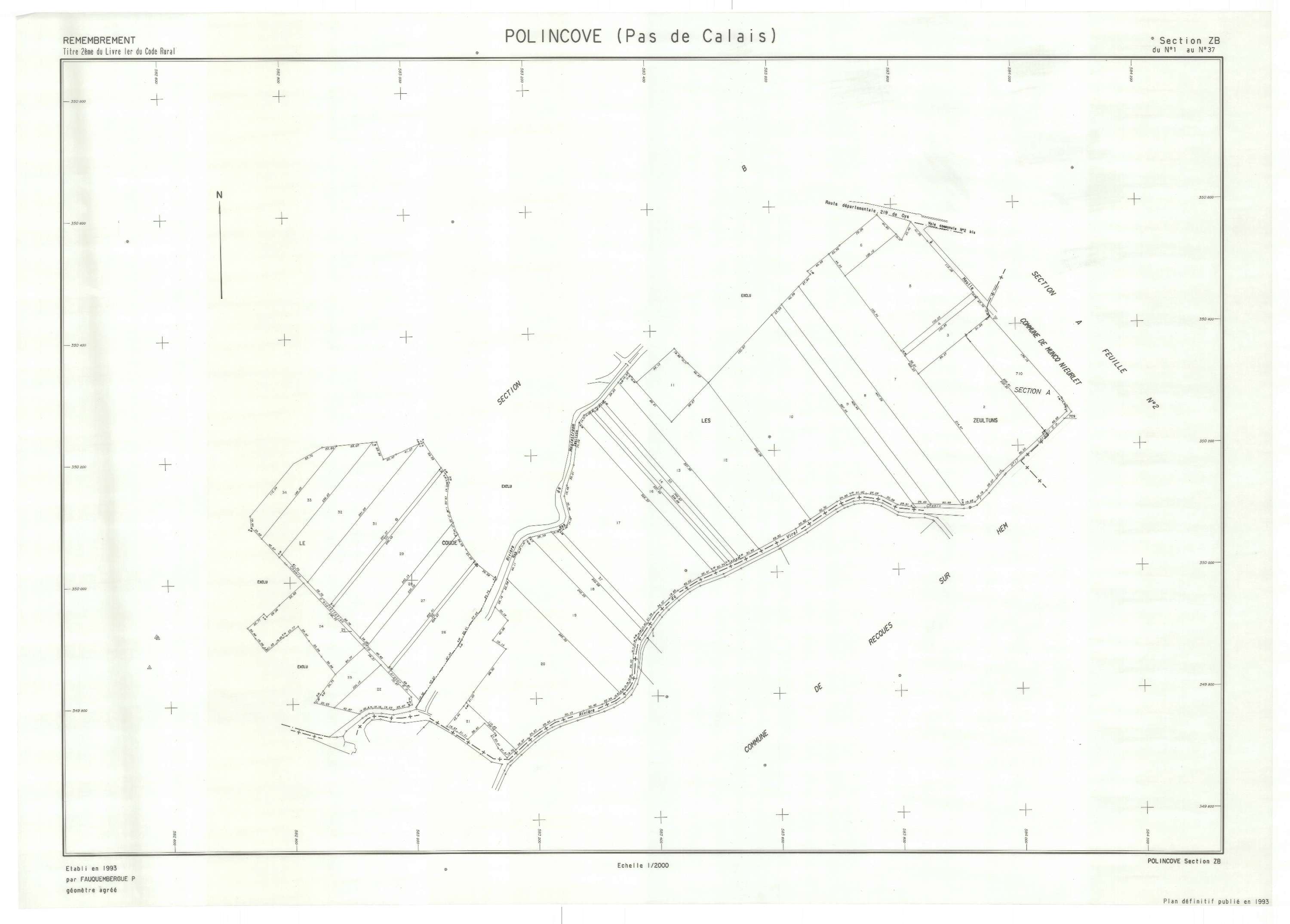 Polincove - Plan de remembrement : section ZB.