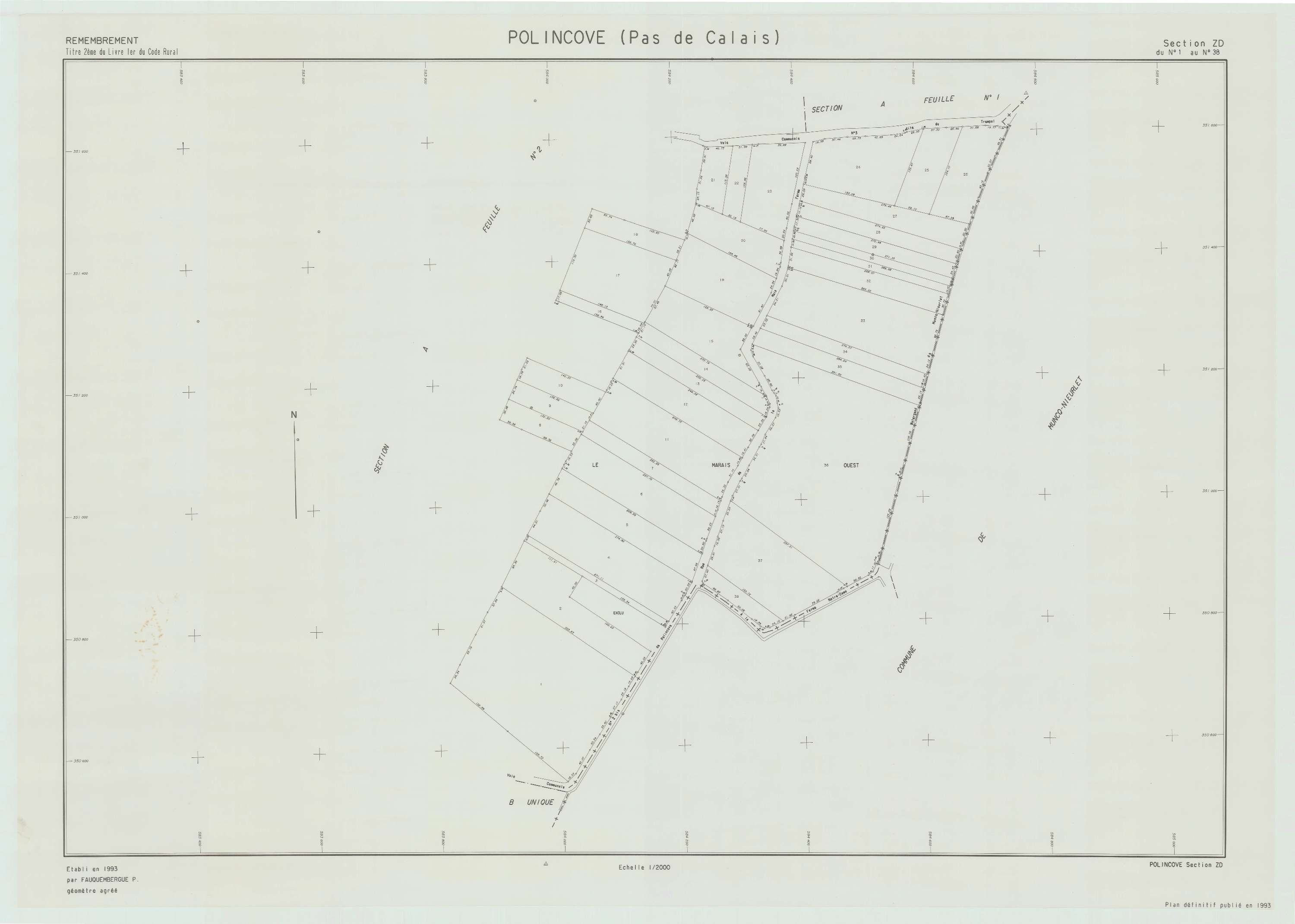 Polincove - Plan de remembrement : section ZD.