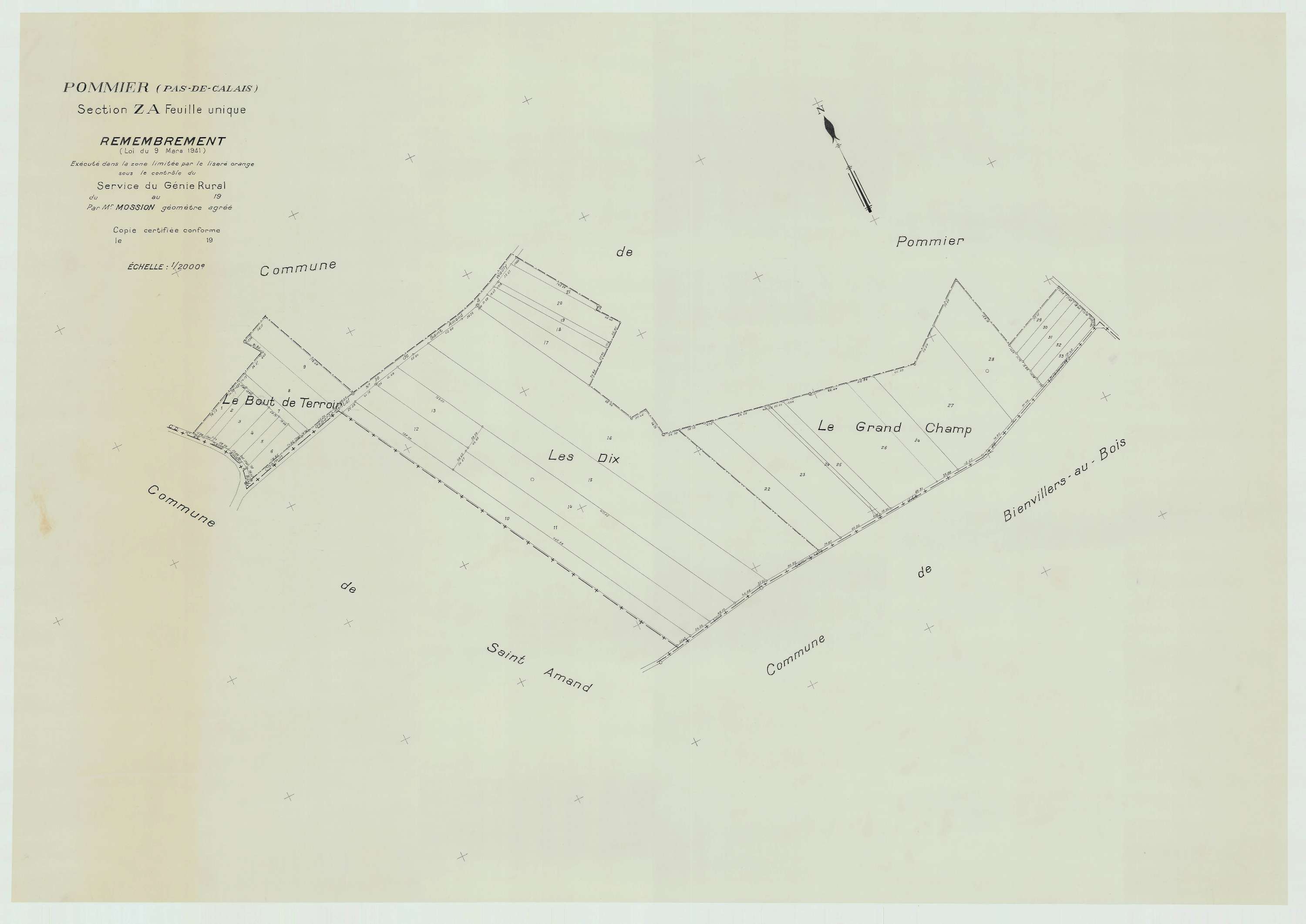 Pommier - Plan de remembrement : section ZA.