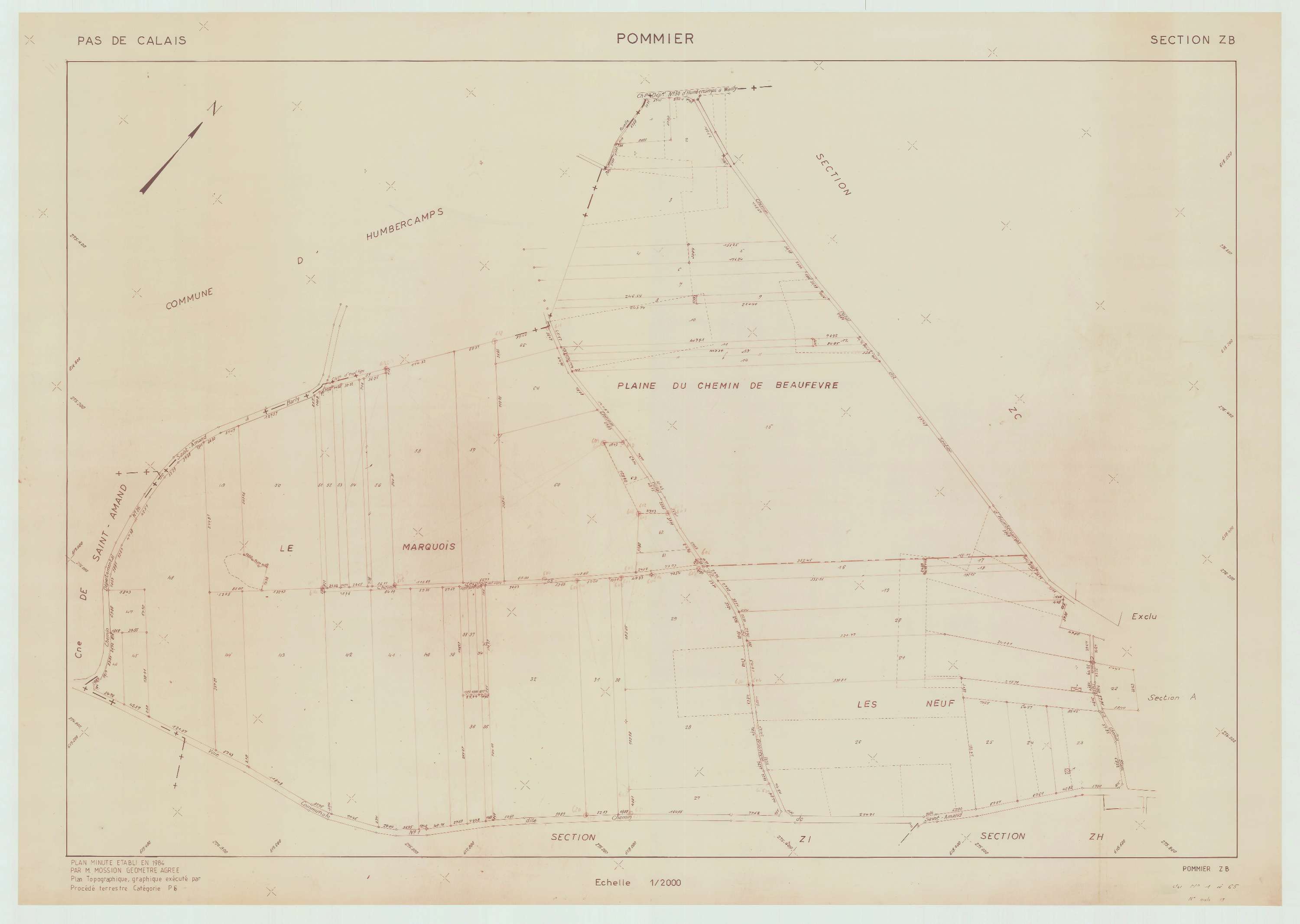 Pommier - Plan de remembrement : section ZB.