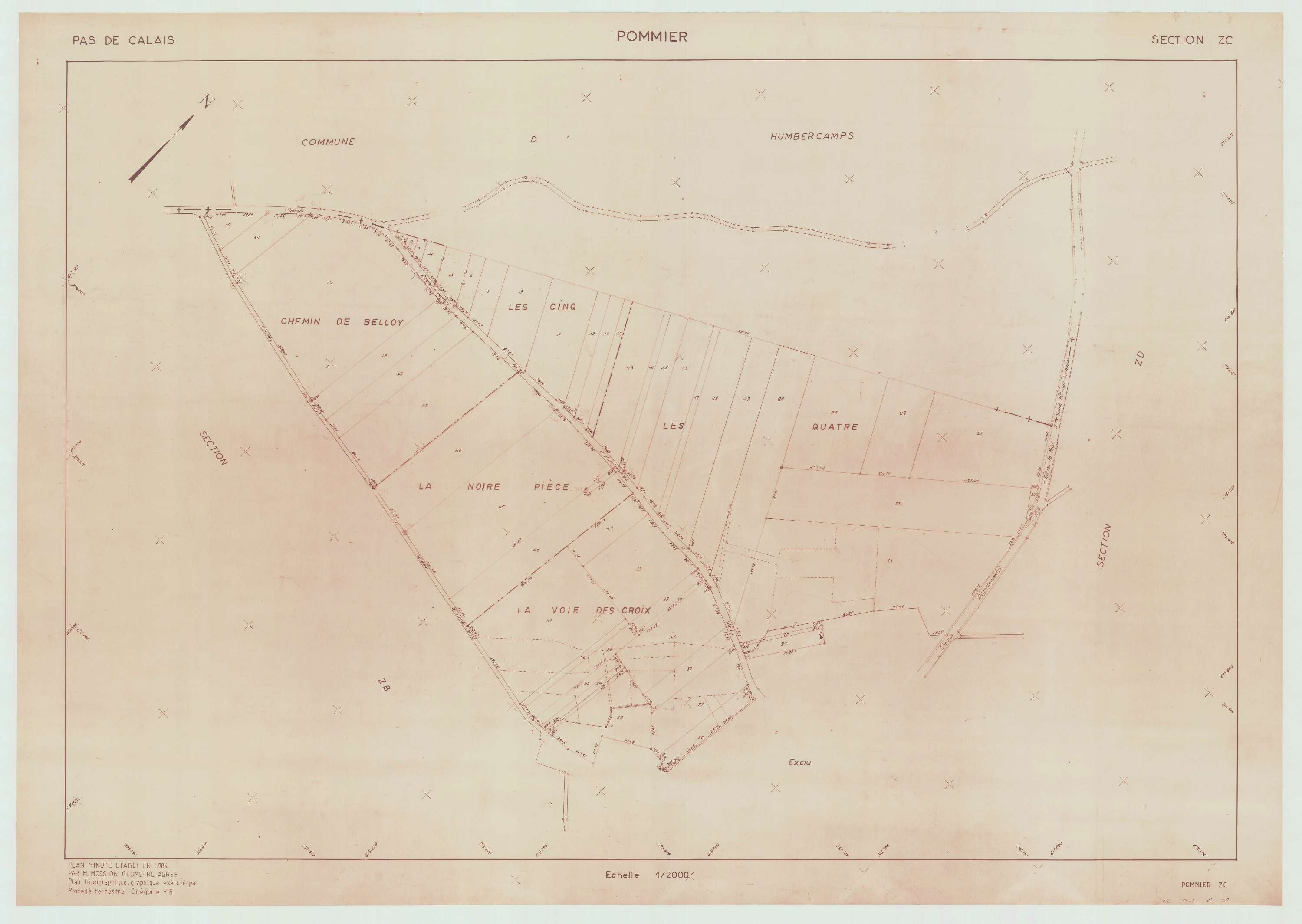 Pommier - Plan de remembrement : section ZC.