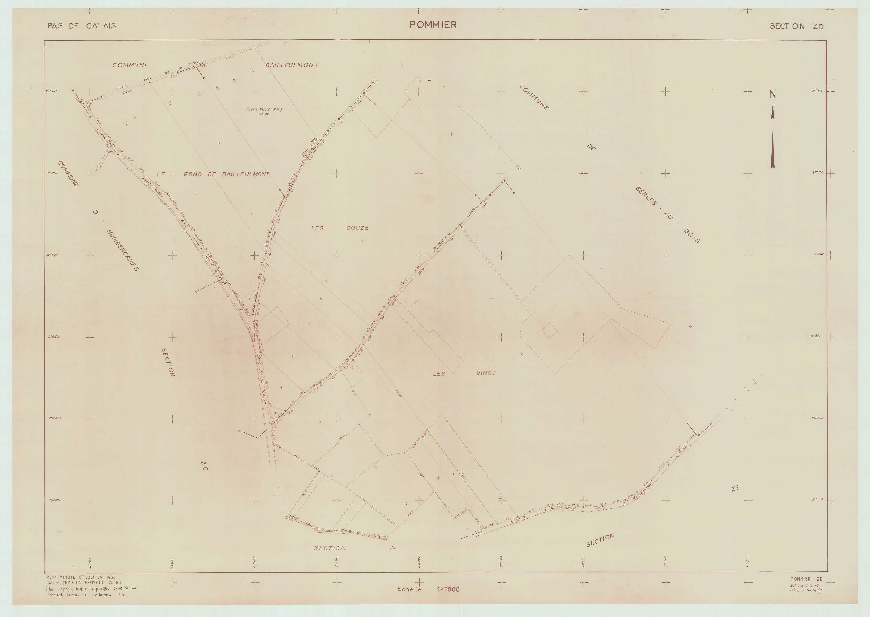 Pommier - Plan de remembrement : section ZD.