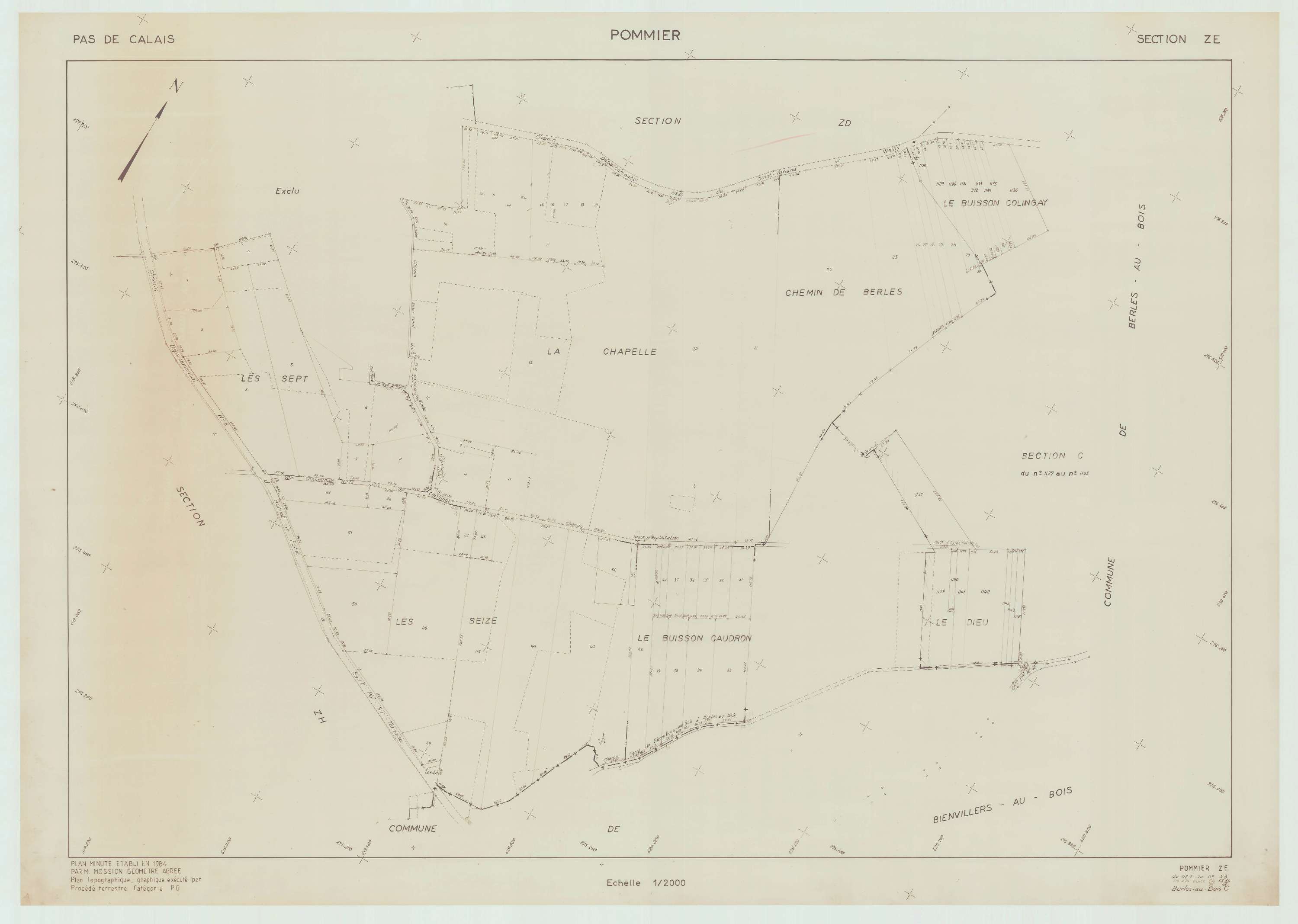 Pommier - Plan de remembrement : section ZE.