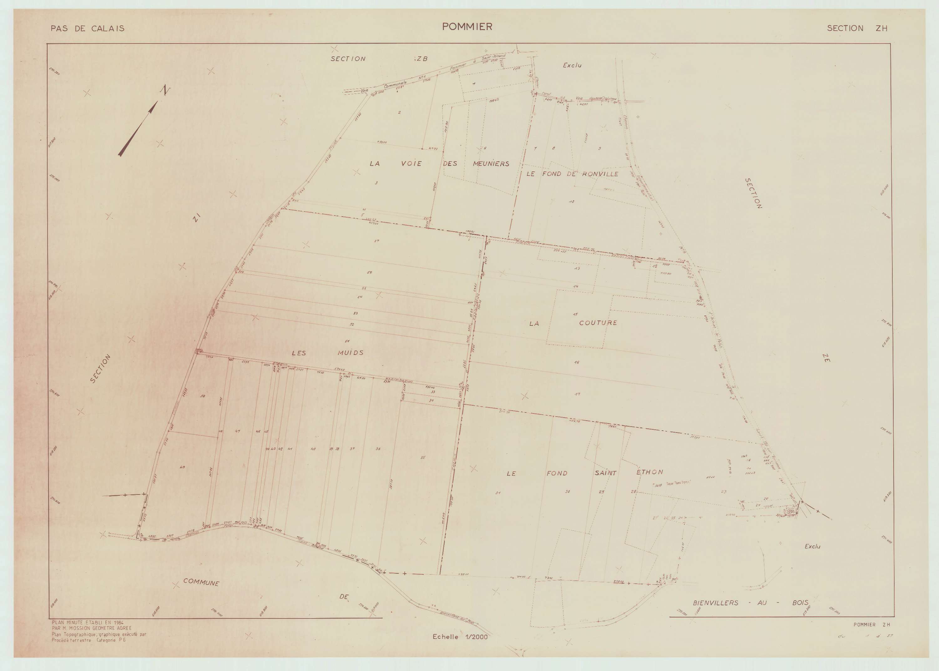 Pommier - Plan de remembrement : section ZH.