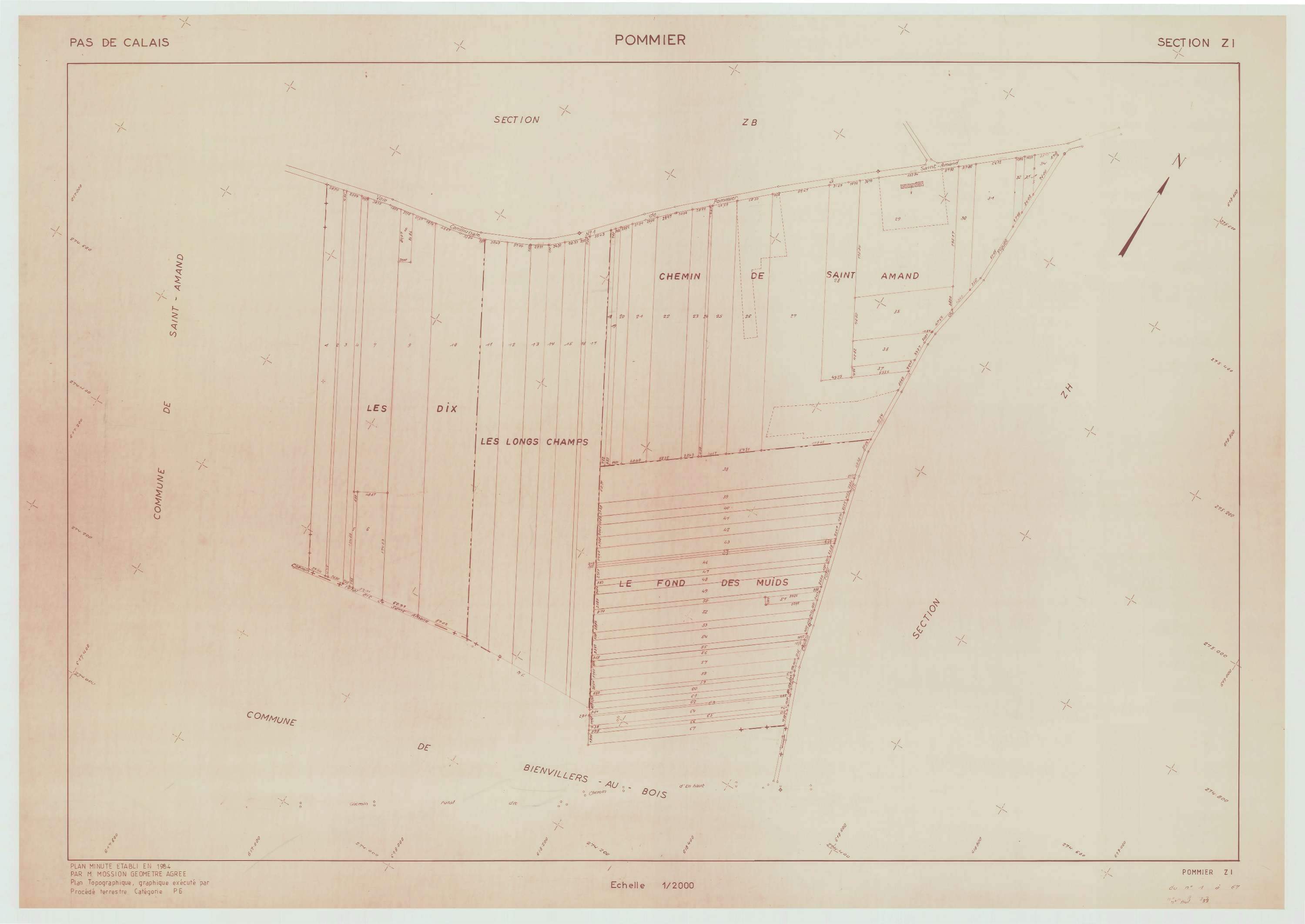 Pommier - Plan de remembrement : section ZI.