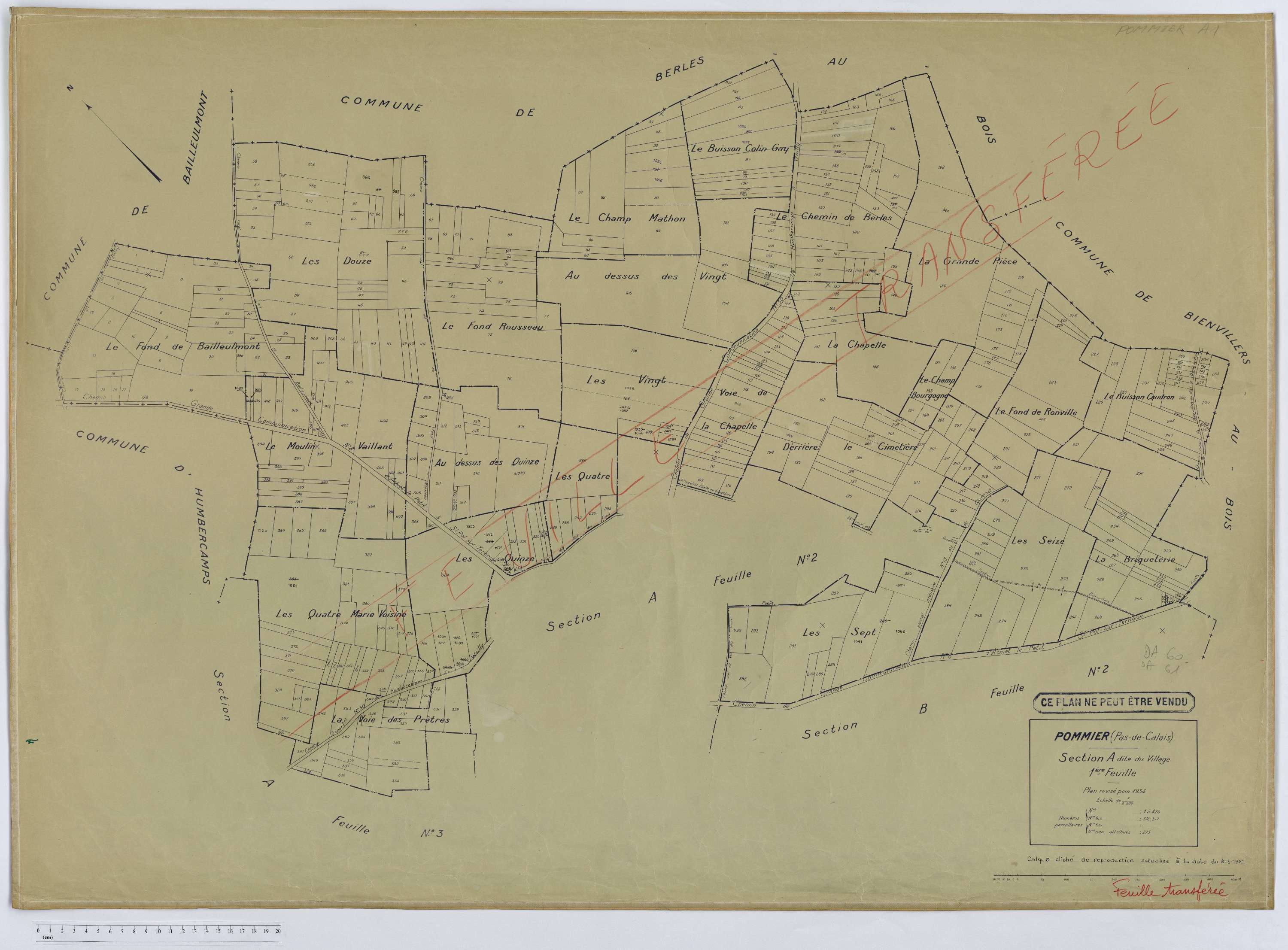 Pommier - Section A, feuille 1.