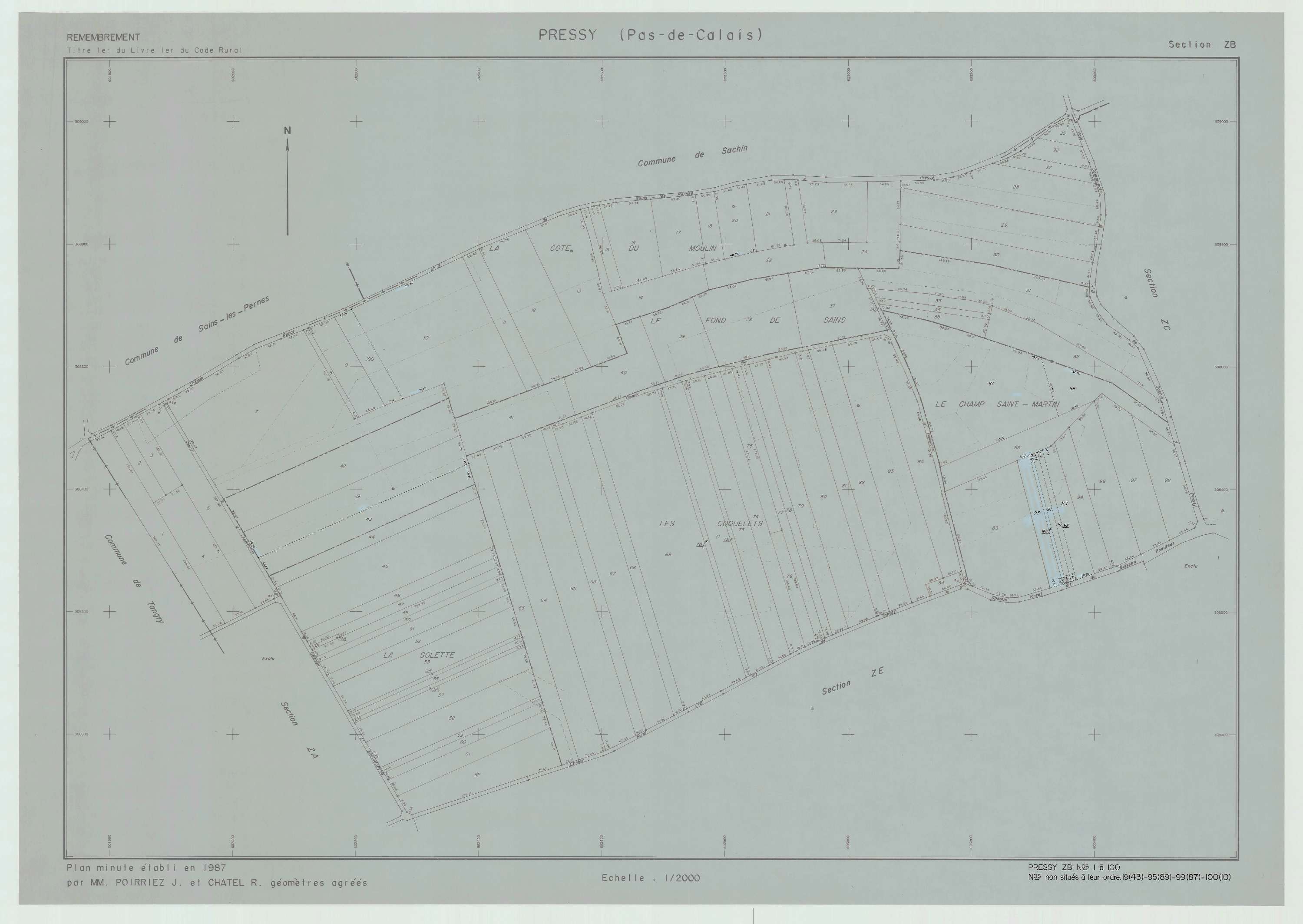 Pressy - Plan de remembrement : section ZB.
