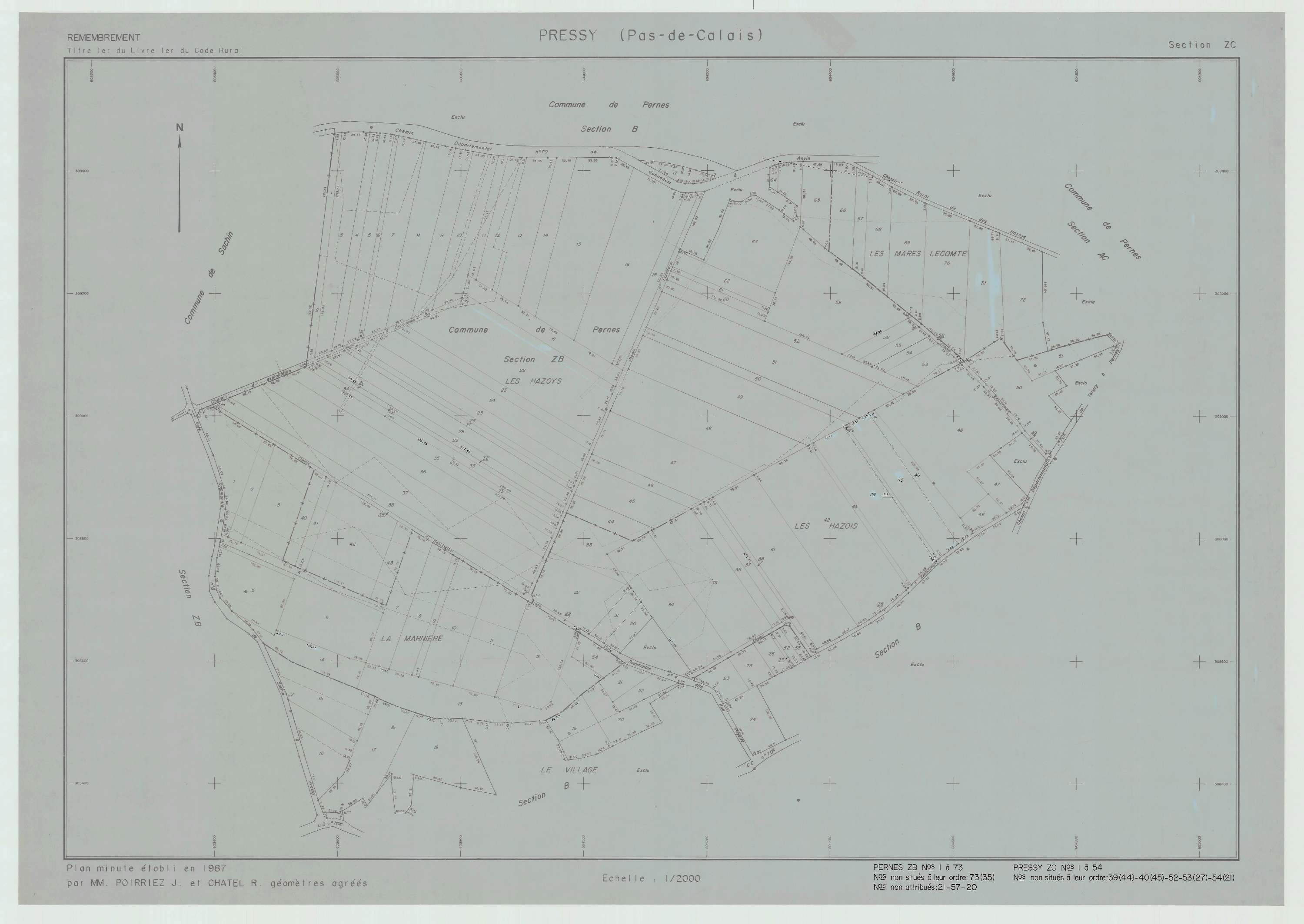 Pressy - Plan de remembrement : section ZC.