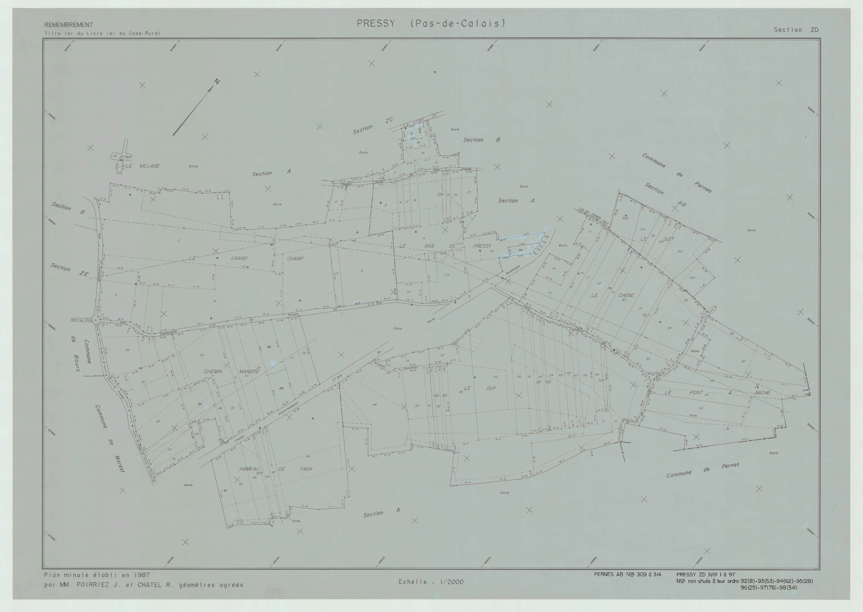 Pressy - Plan de remembrement : section ZD.