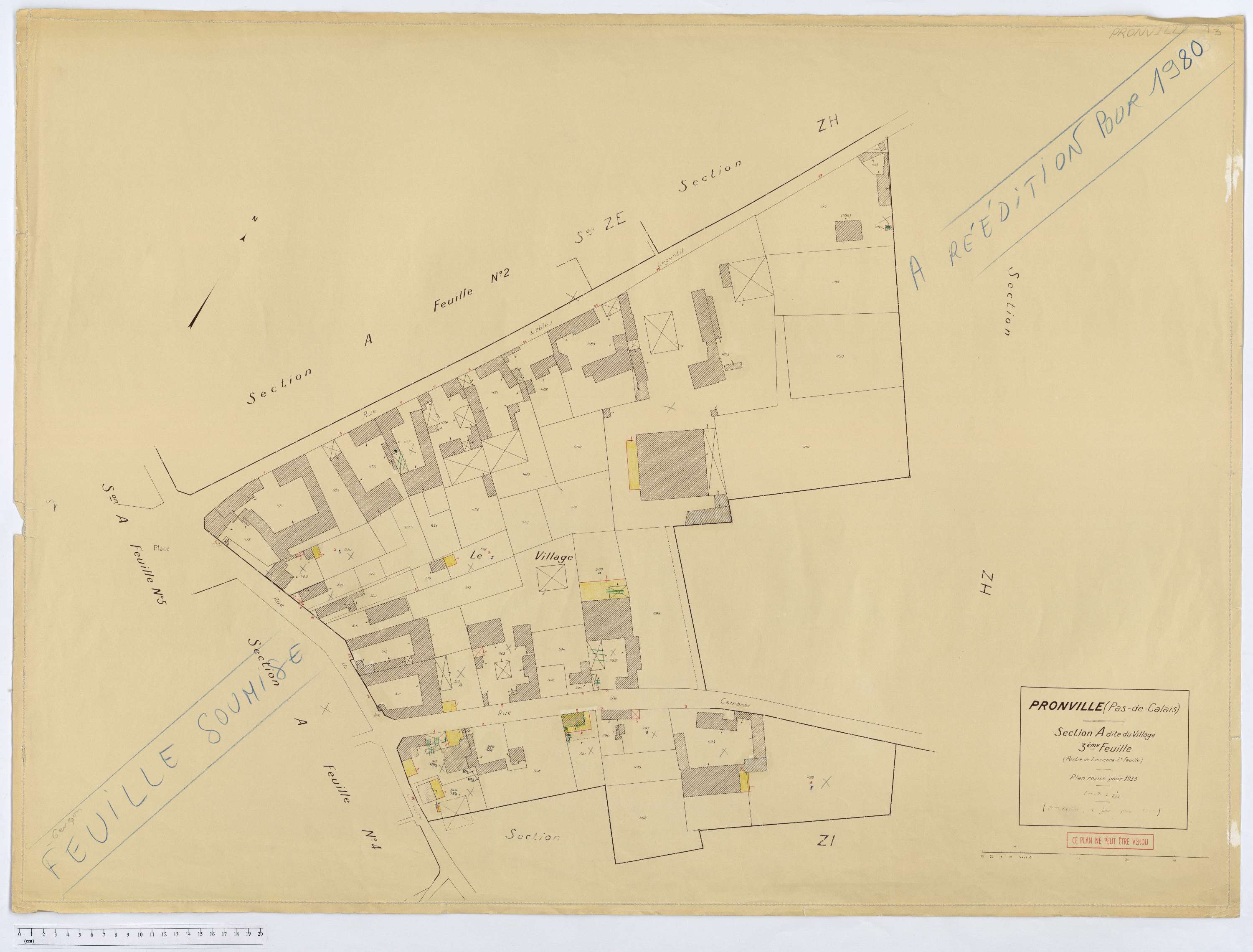 Pronville - Section A, feuille 3.
