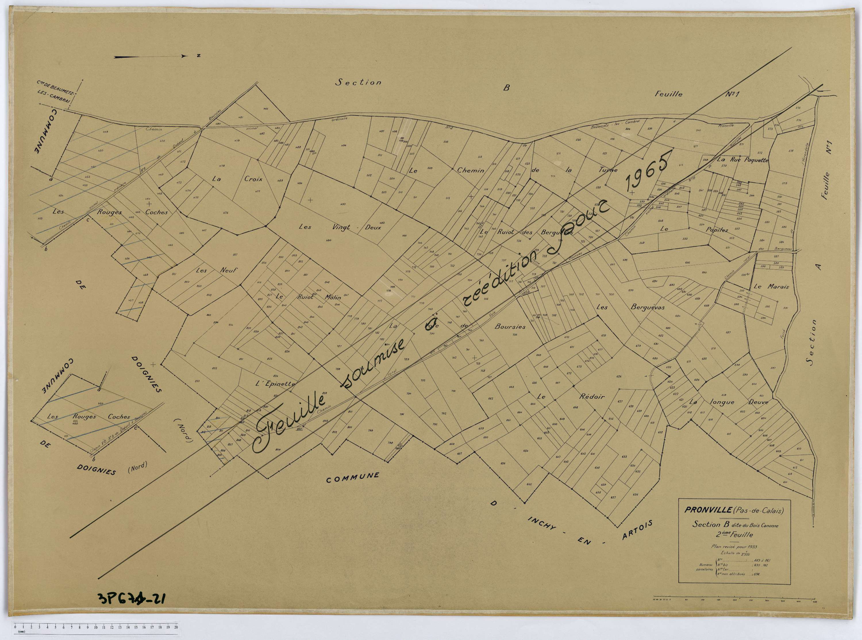 Pronville - Section B, feuille 2.