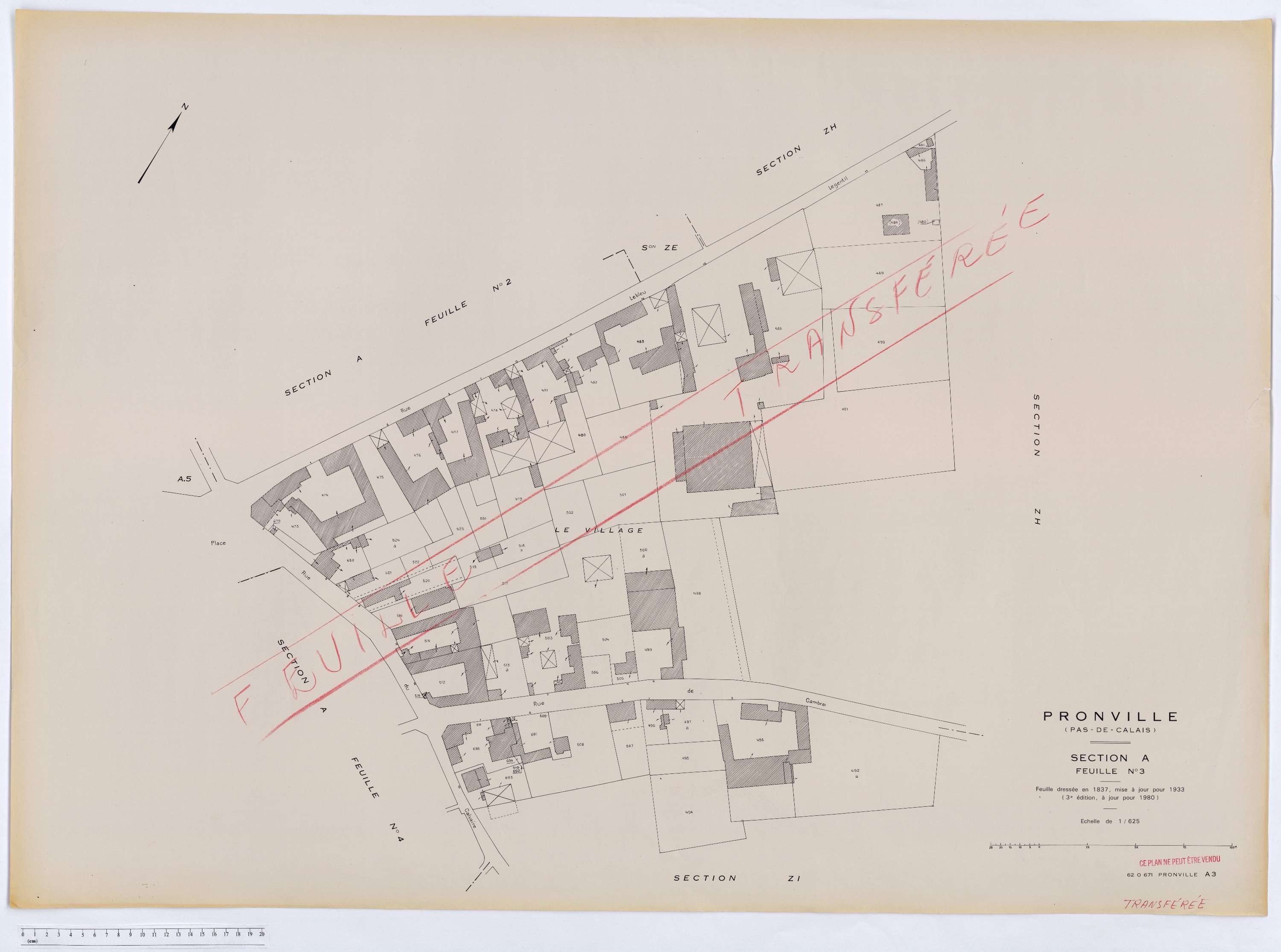 Pronville - Section A, feuille 3.