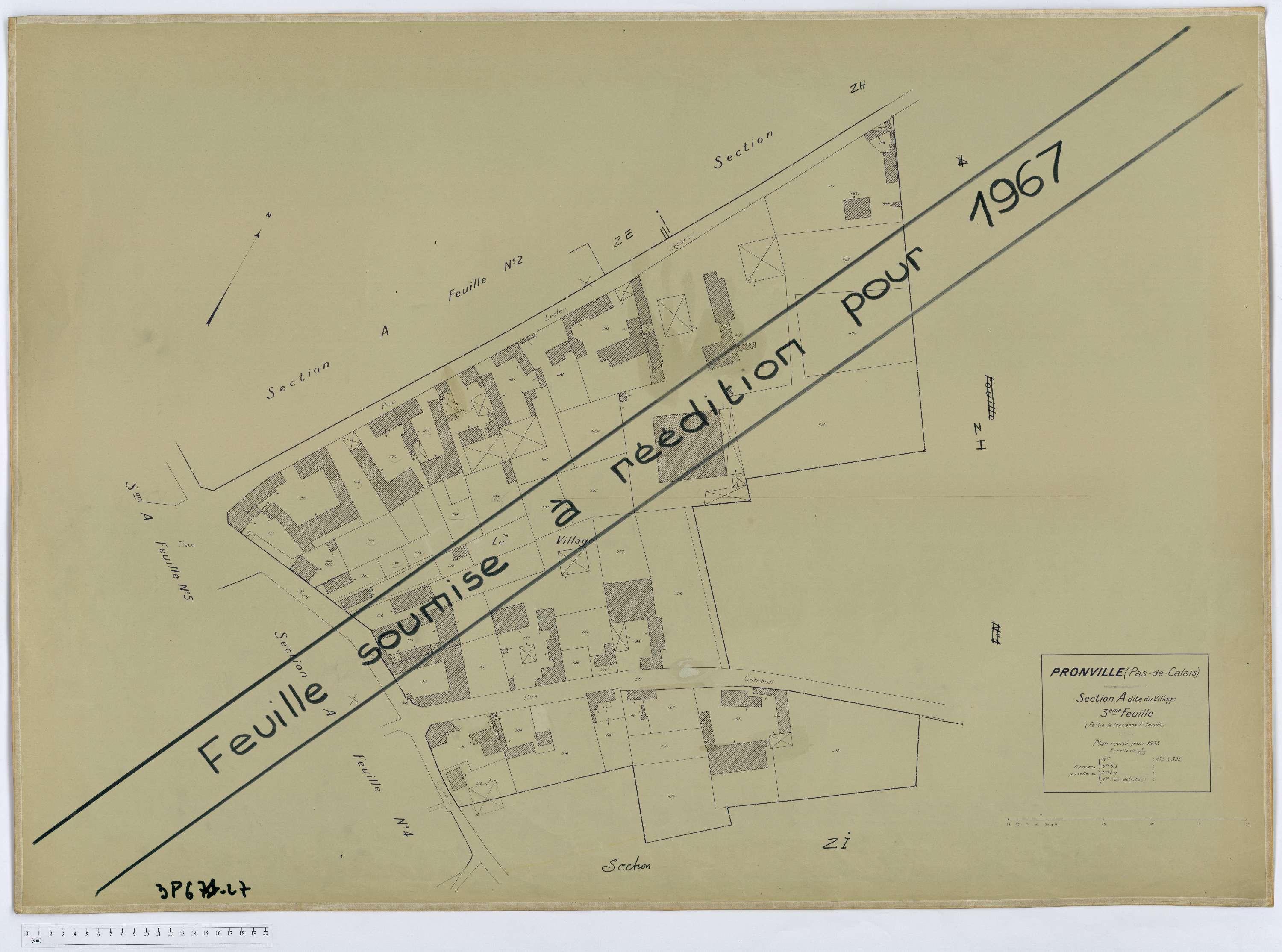Pronville - Section A, feuille 3.