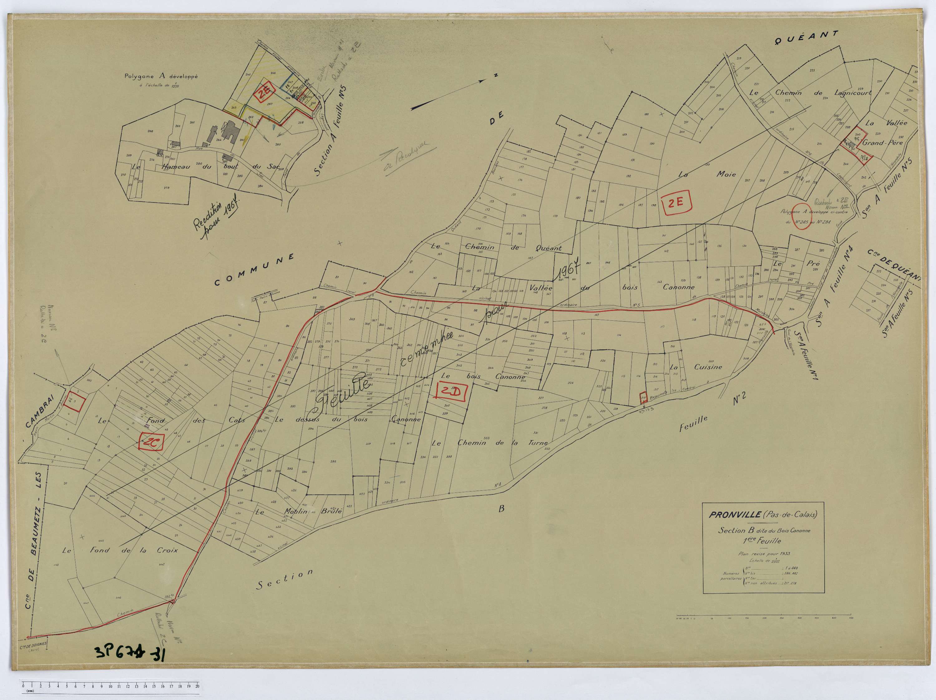 Pronville - Section B, feuille 1.