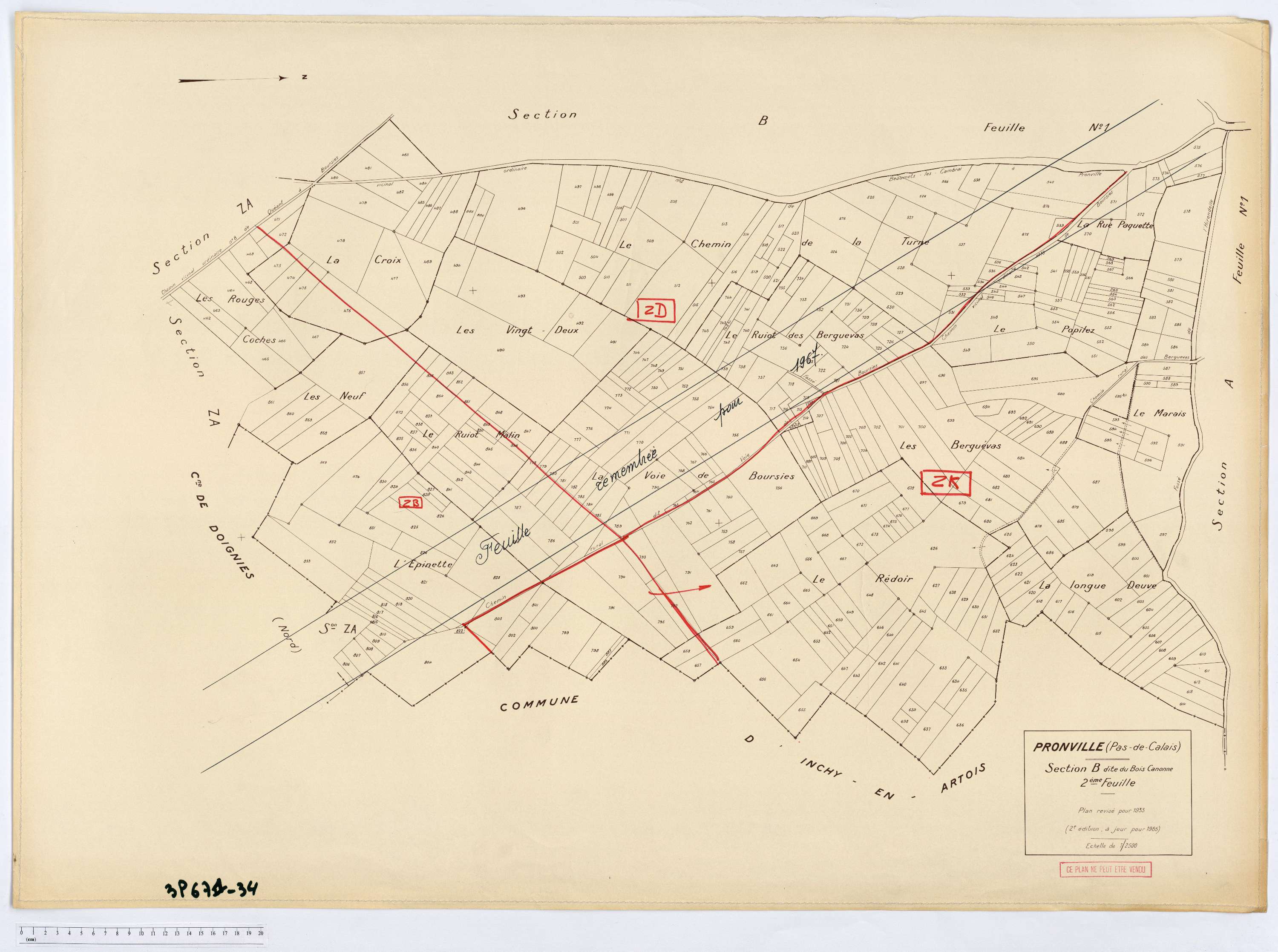 Pronville - Section B, feuille 2.