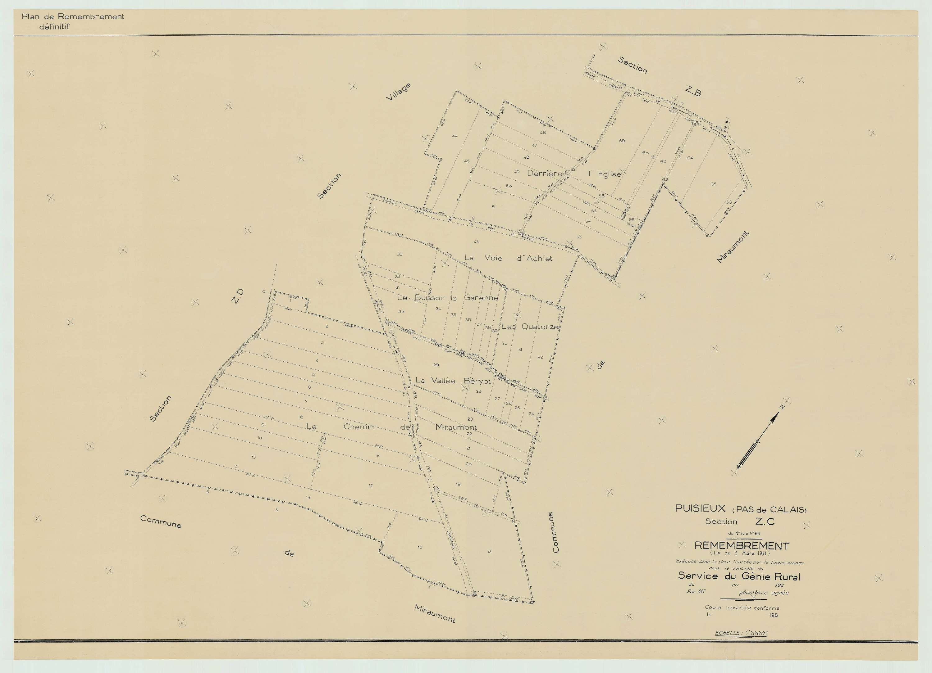 Puisieux - Plan de remembrement : section ZC.