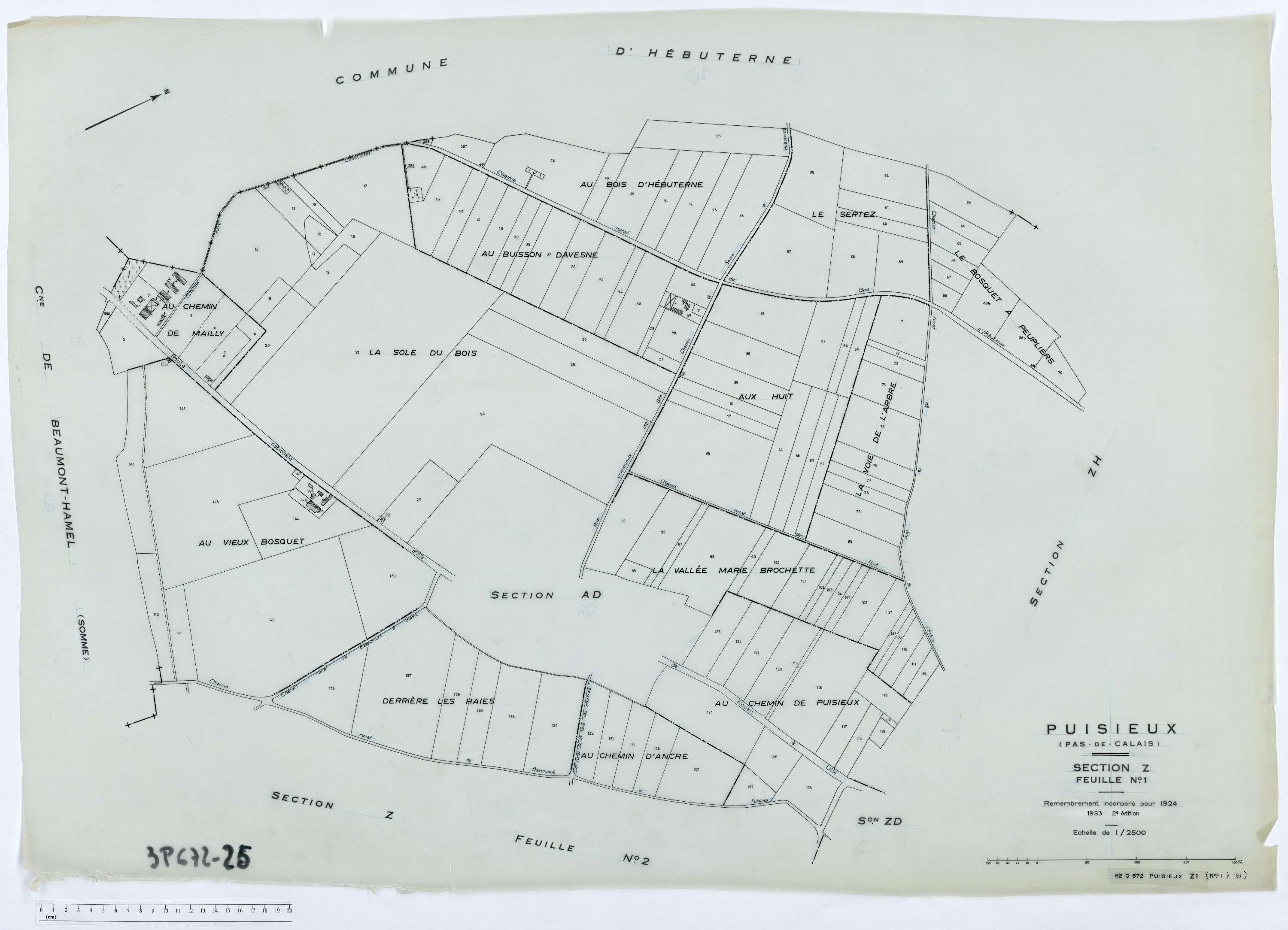 Puisieux - Section Z, feuille 1.