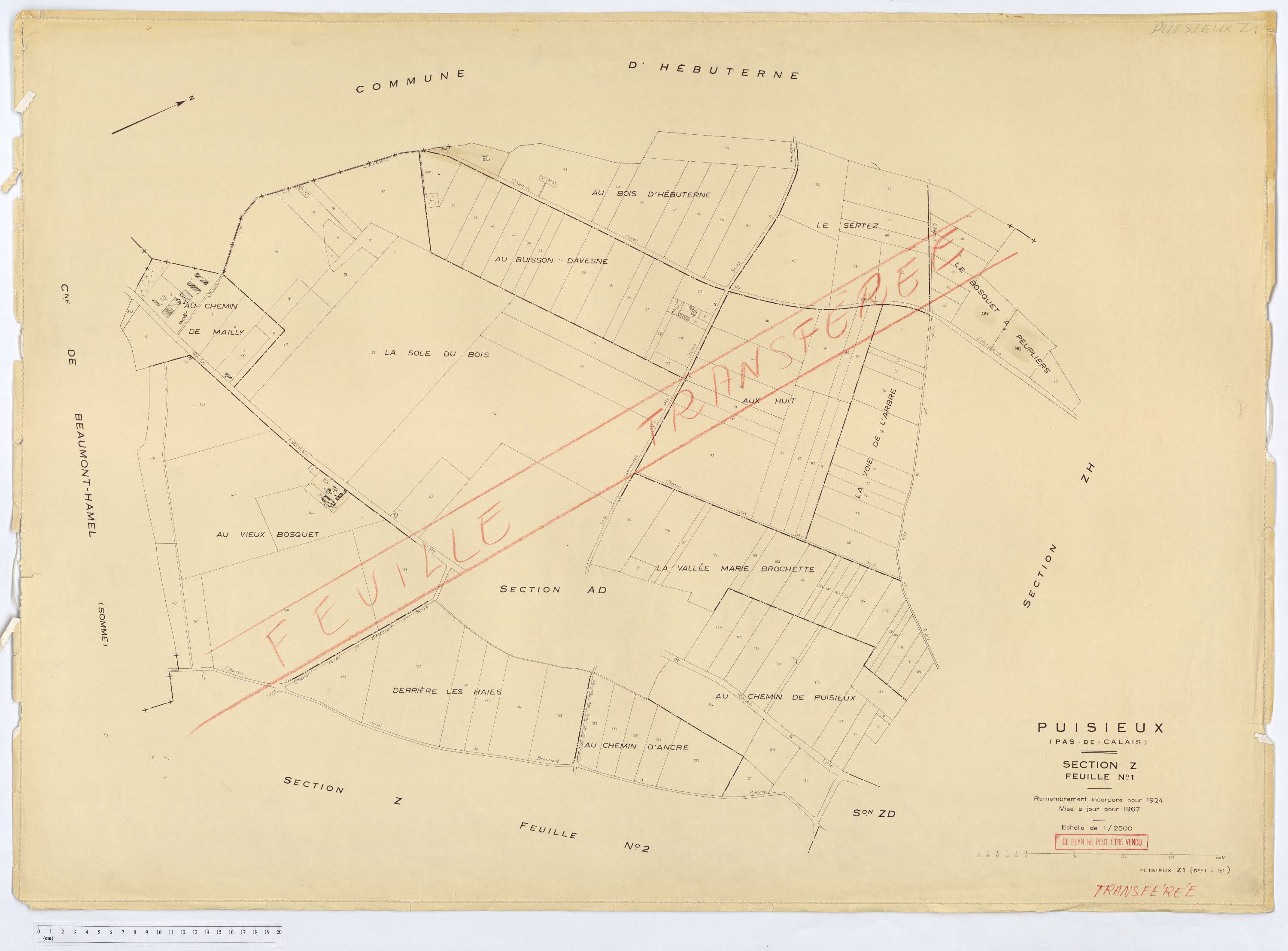 Puisieux - Section Z, feuille 1.