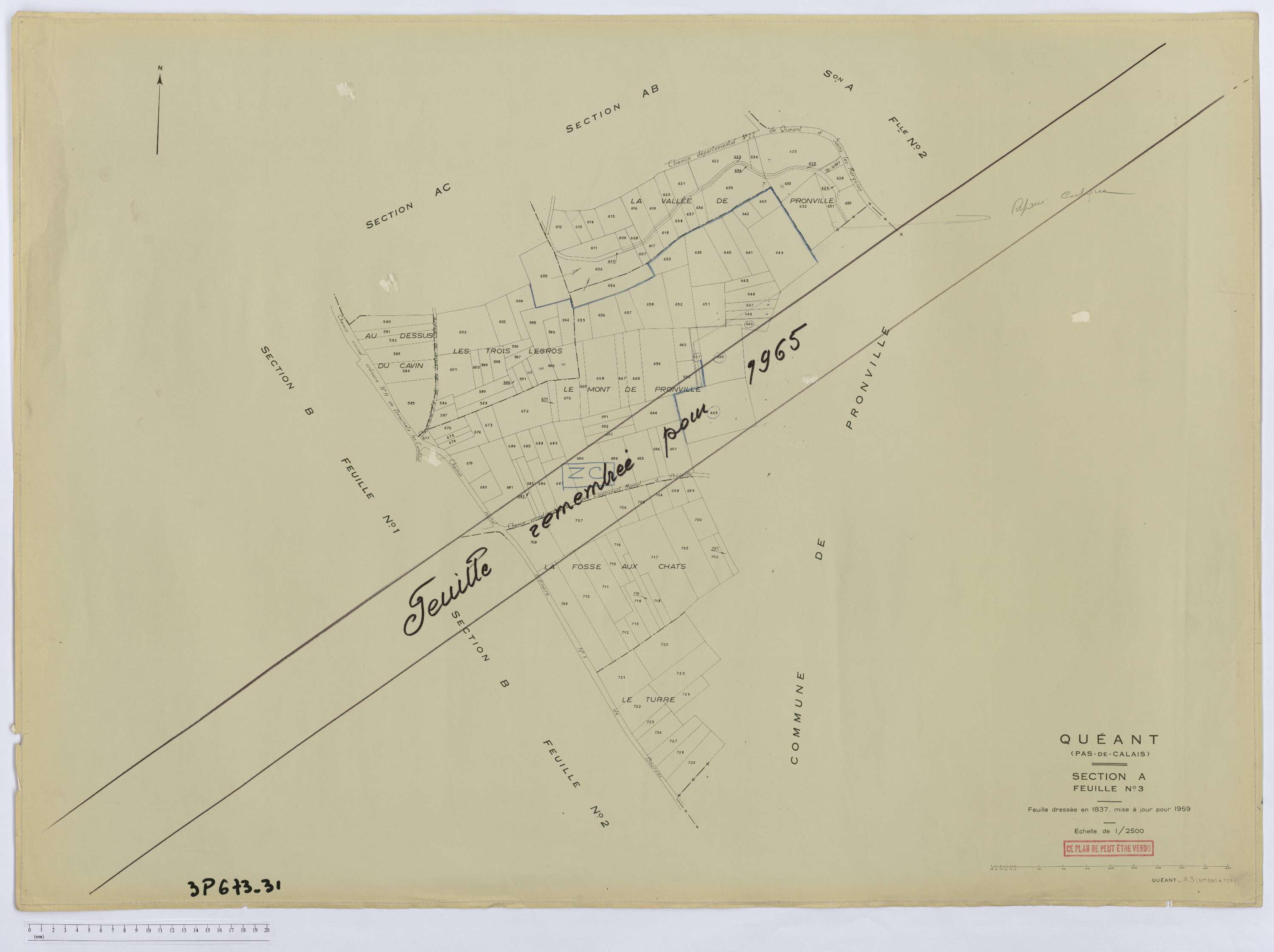 Quéant - Section A, feuille 3.