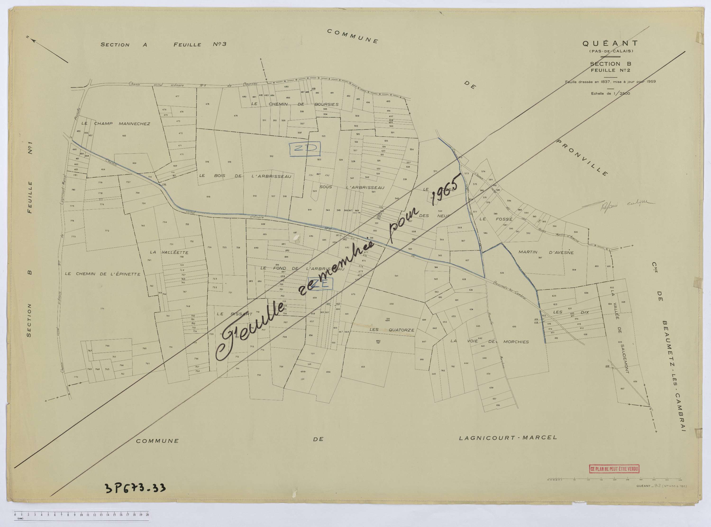 Quéant - Section B, feuille 2.