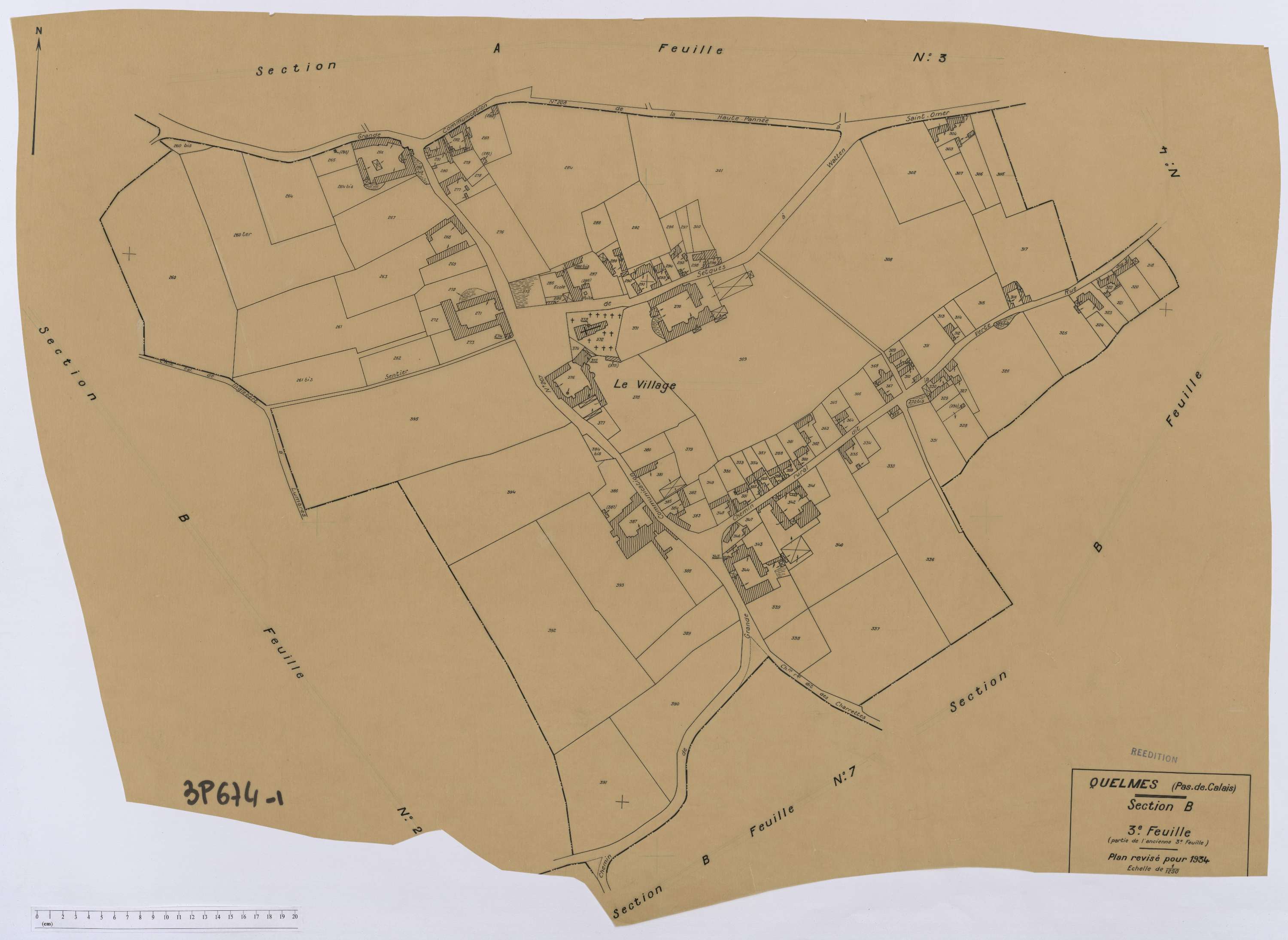 Quelmes - Section B, feuille 3.