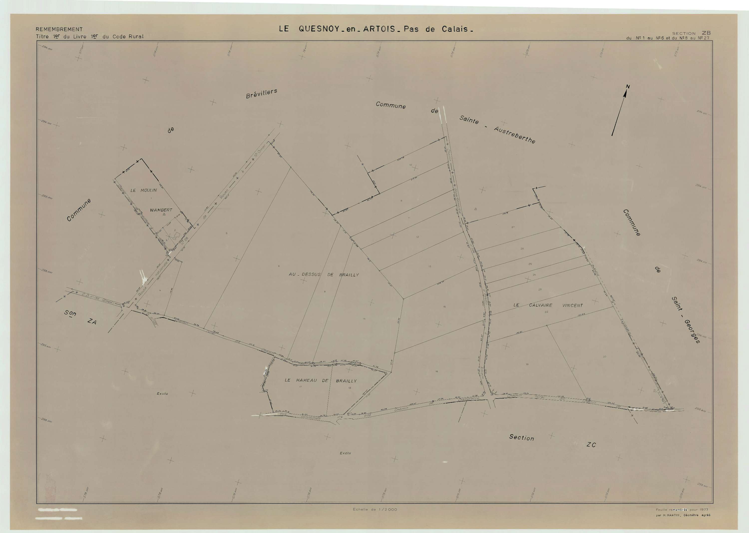 Le Quesnoy-en-Artois - Plan de remembrement : section ZB.