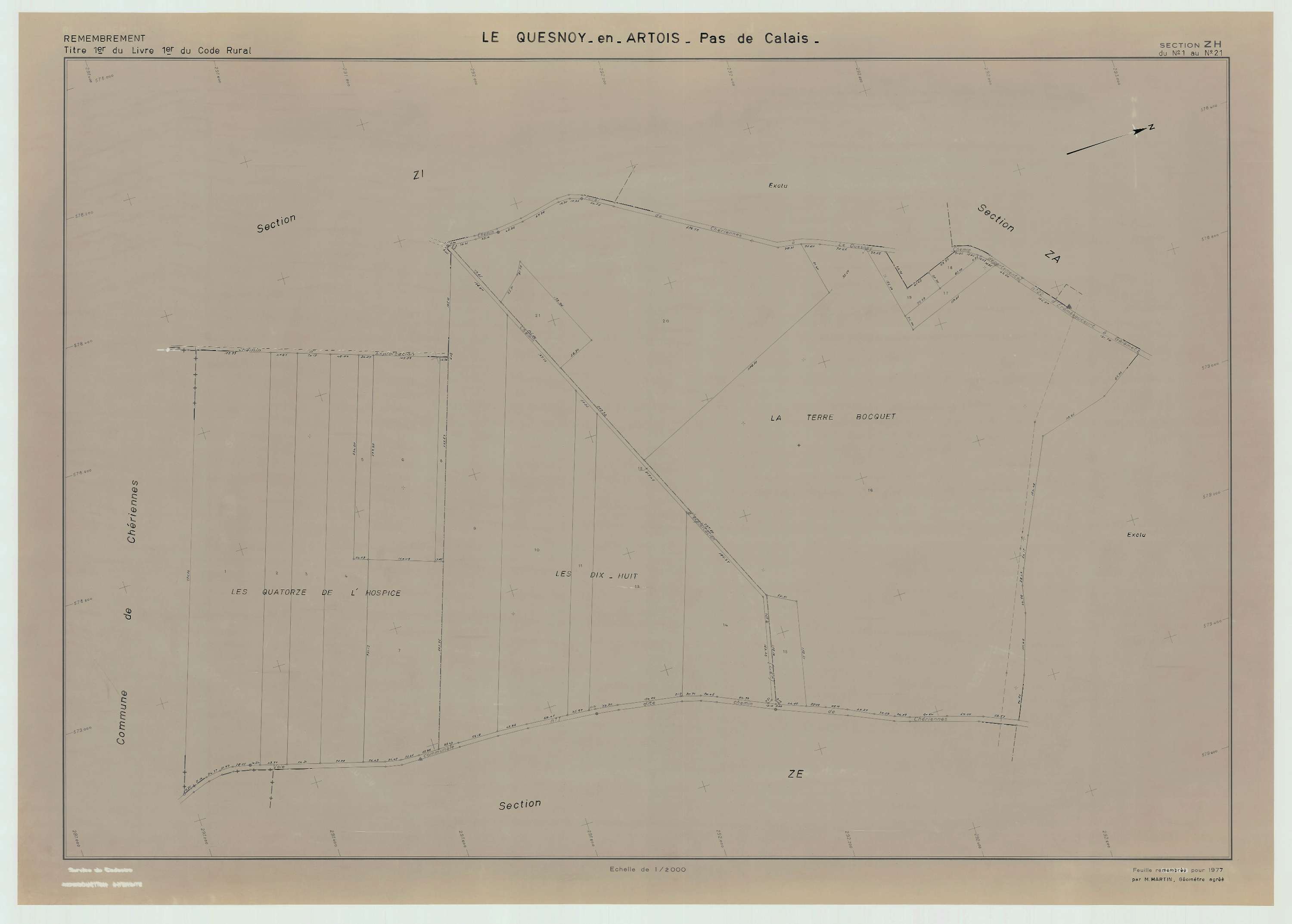 Le Quesnoy-en-Artois - Plan de remembrement : section ZH.