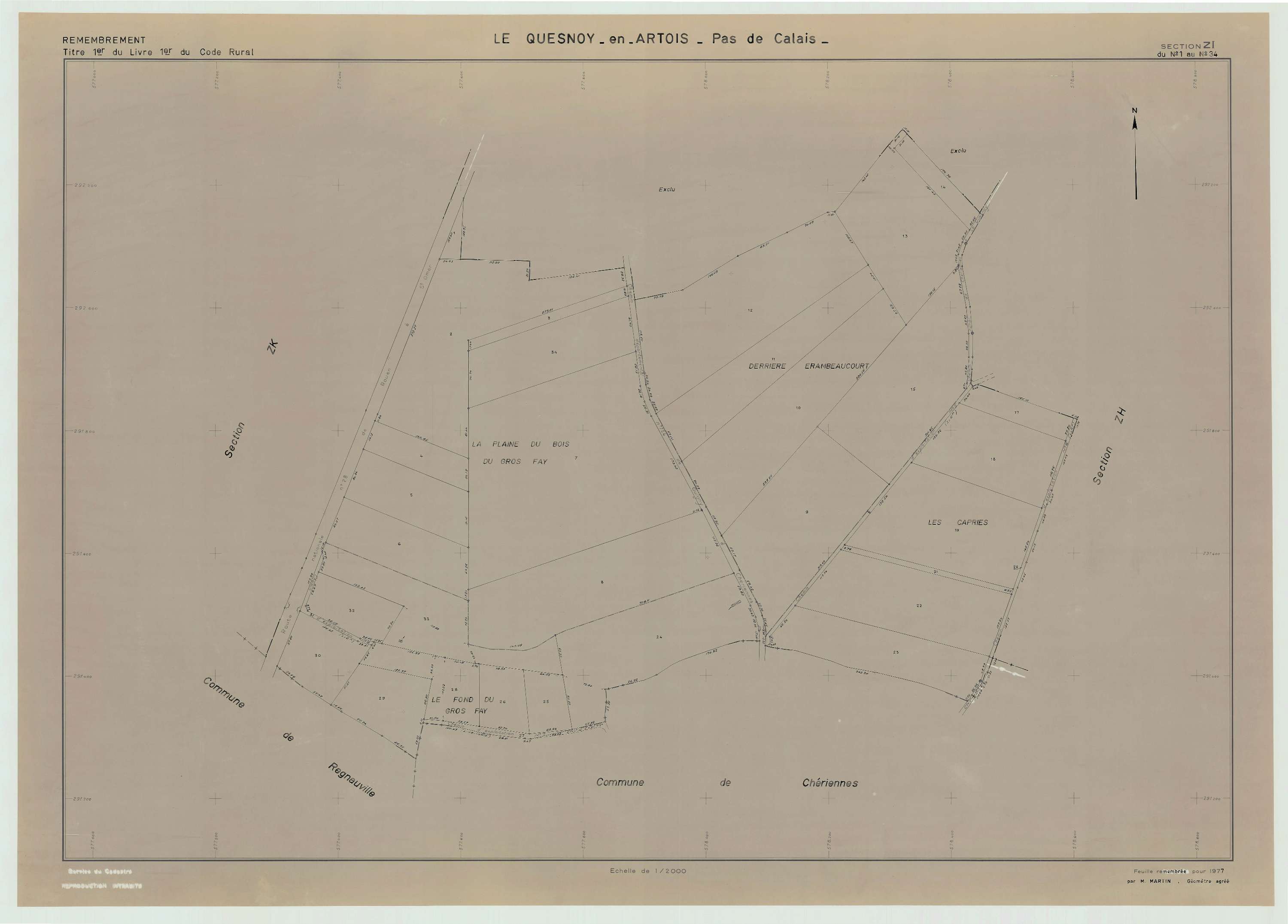 Le Quesnoy-en-Artois - Plan de remembrement : section ZI.