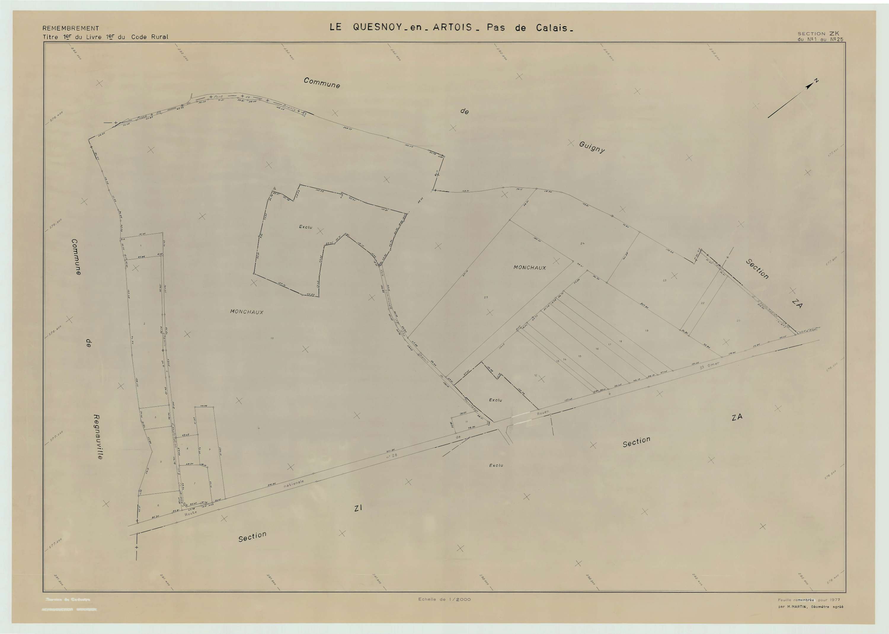 Le Quesnoy-en-Artois - Plan de remembrement : section ZK.
