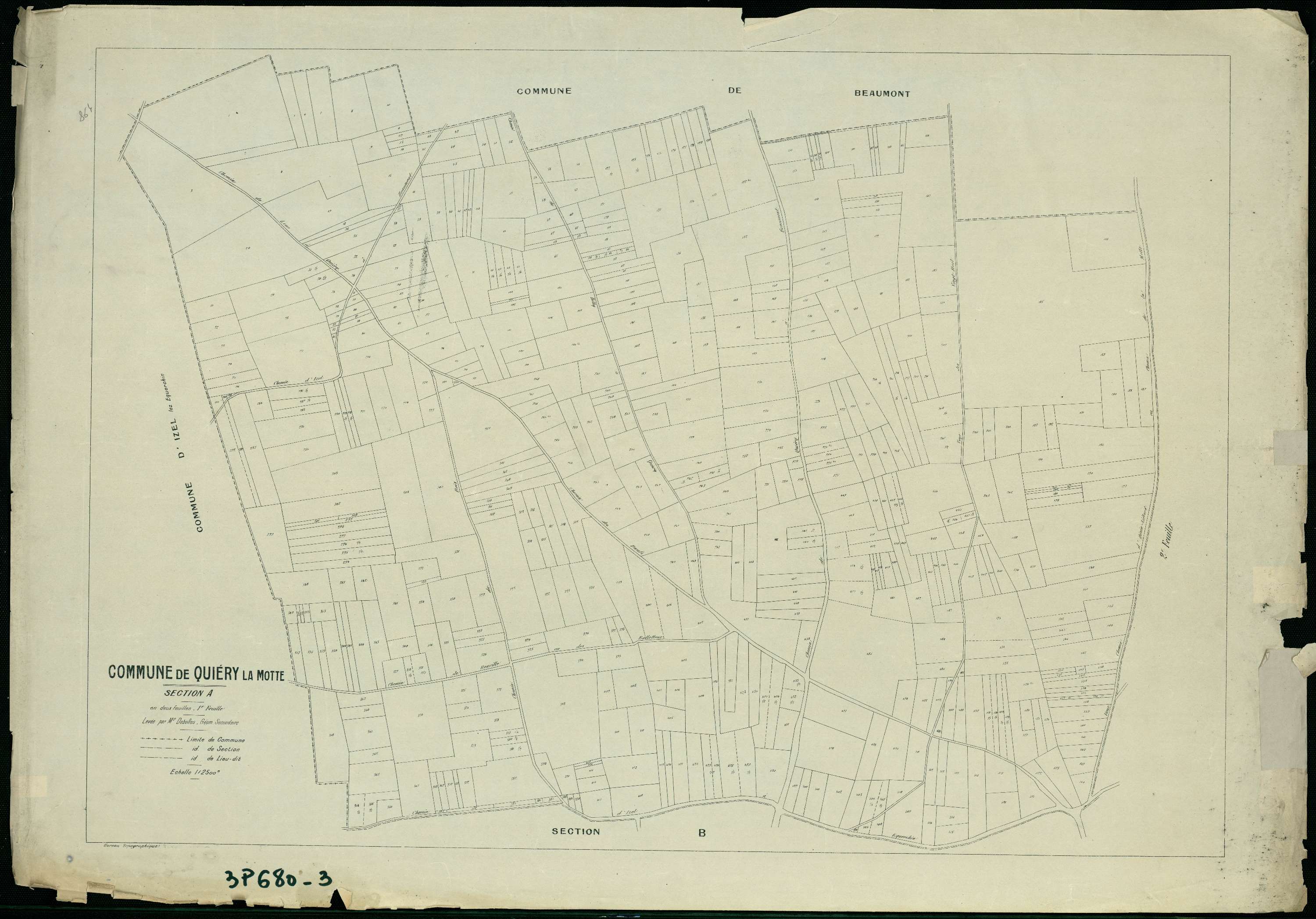 Quiéry-la-Motte - Section A, 1re feuille
