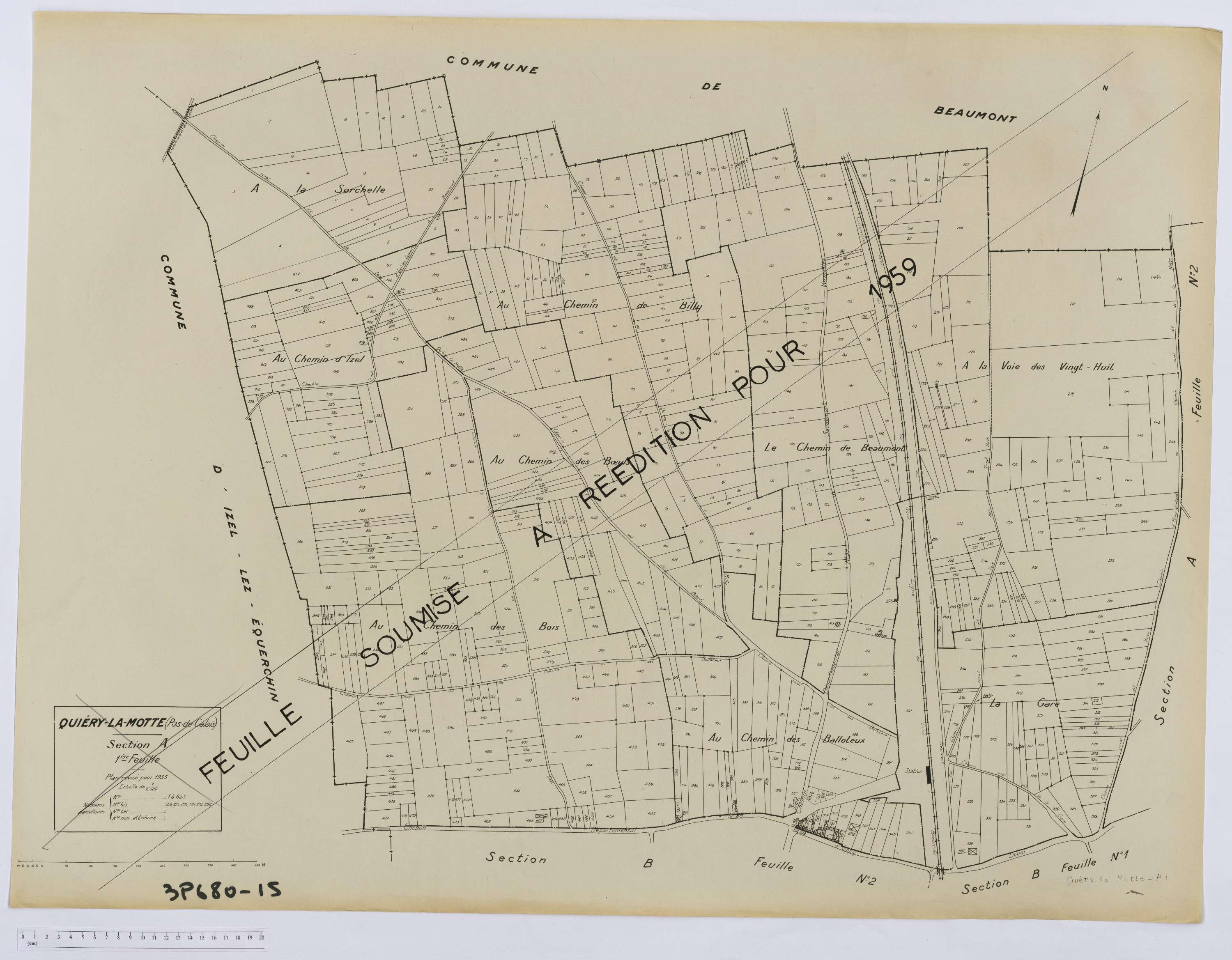 Quiéry-la-Motte - Section A, feuille 1.