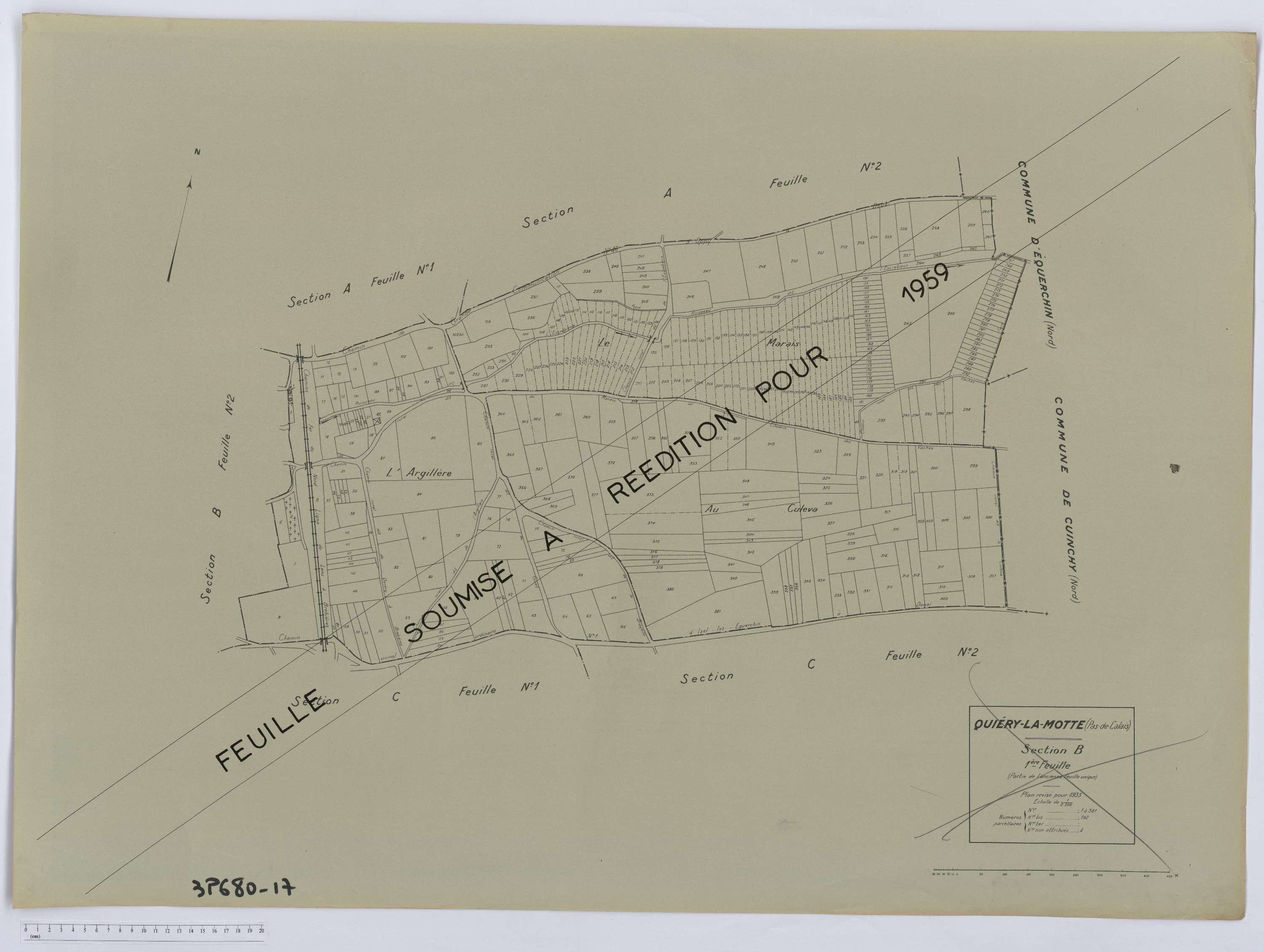 Quiéry-la-Motte - Section B, feuille 1.