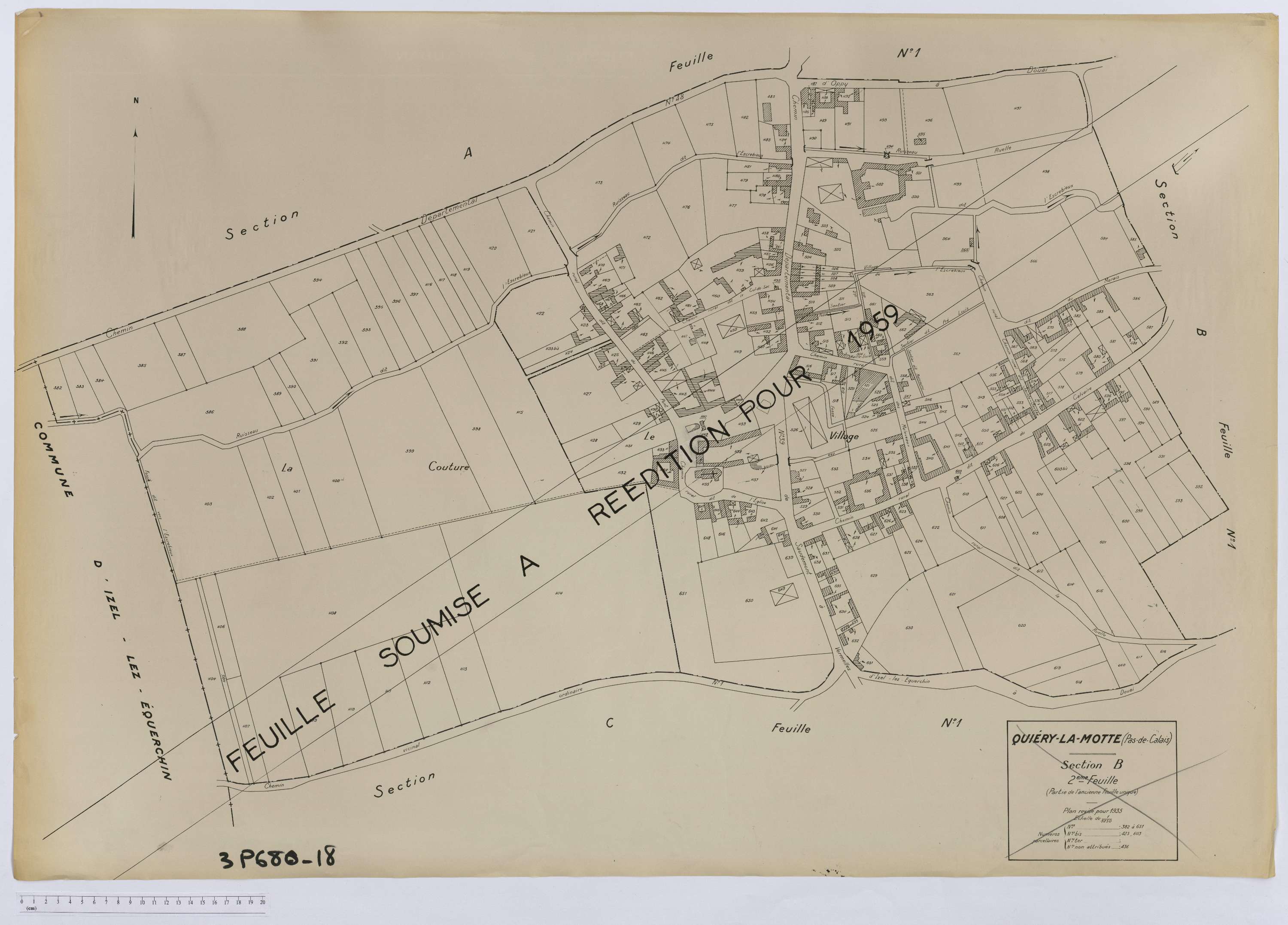 Quiéry-la-Motte - Section B, feuille 2.