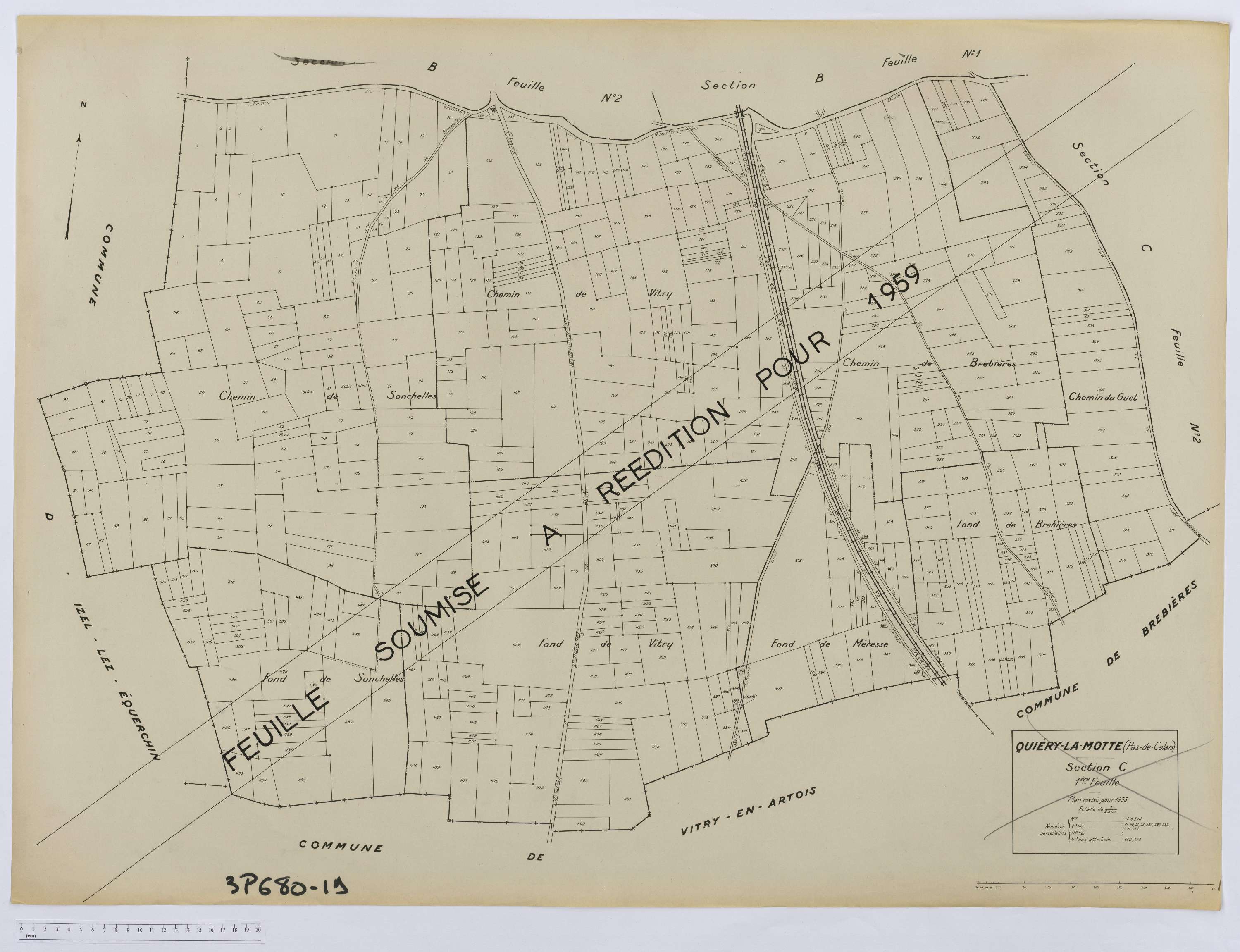 Quiéry-la-Motte - Section C, feuille 1.