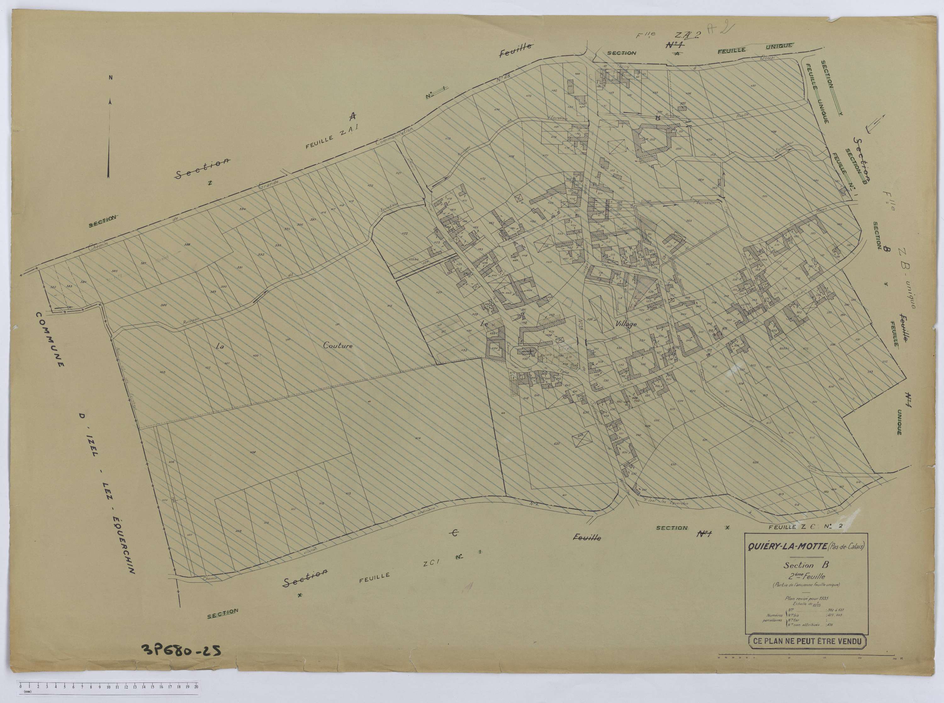 Quiéry-la-Motte - Section B, feuille 2.