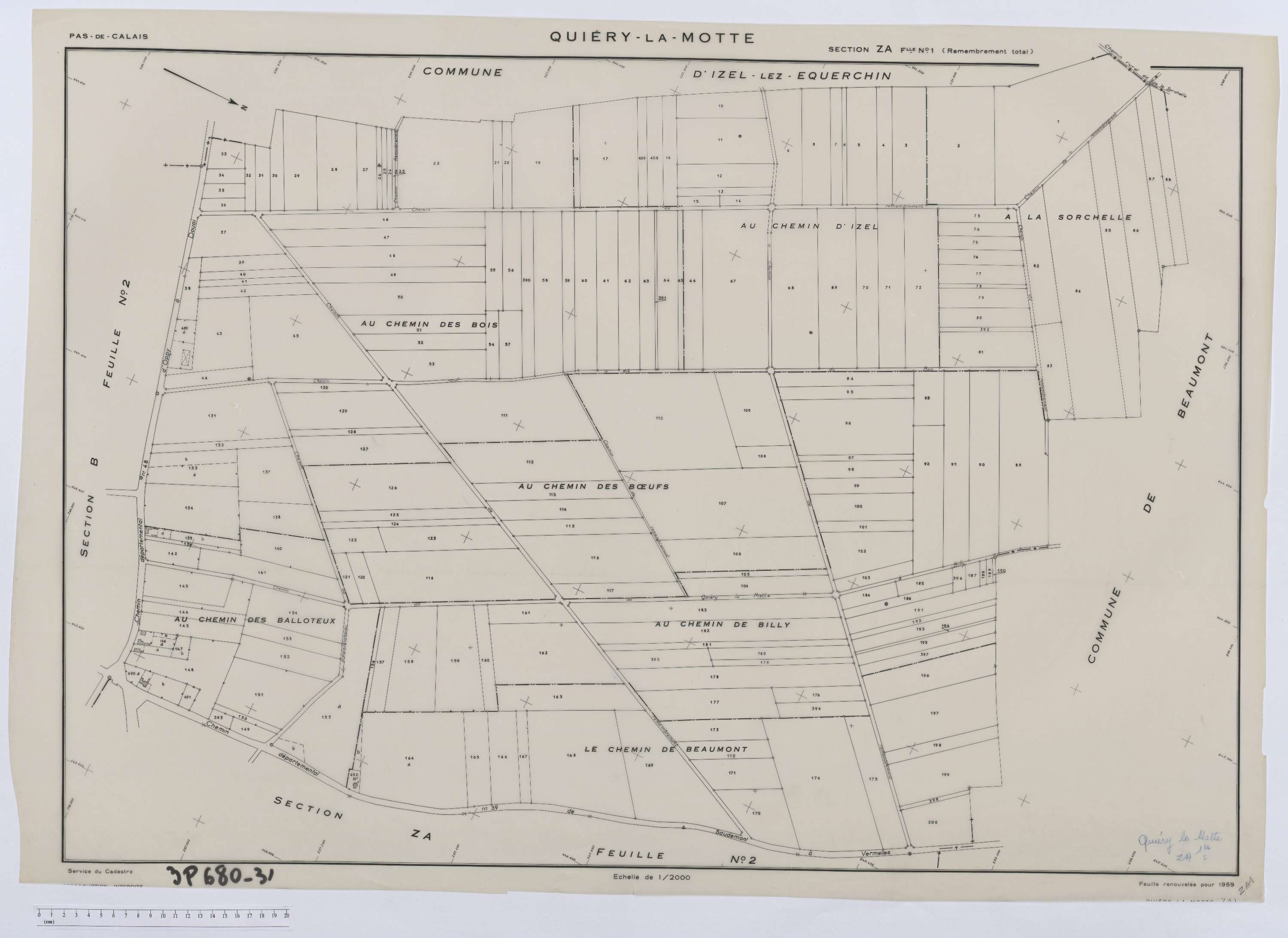 Quiéry-la-Motte - Section ZA, feuille 1.
