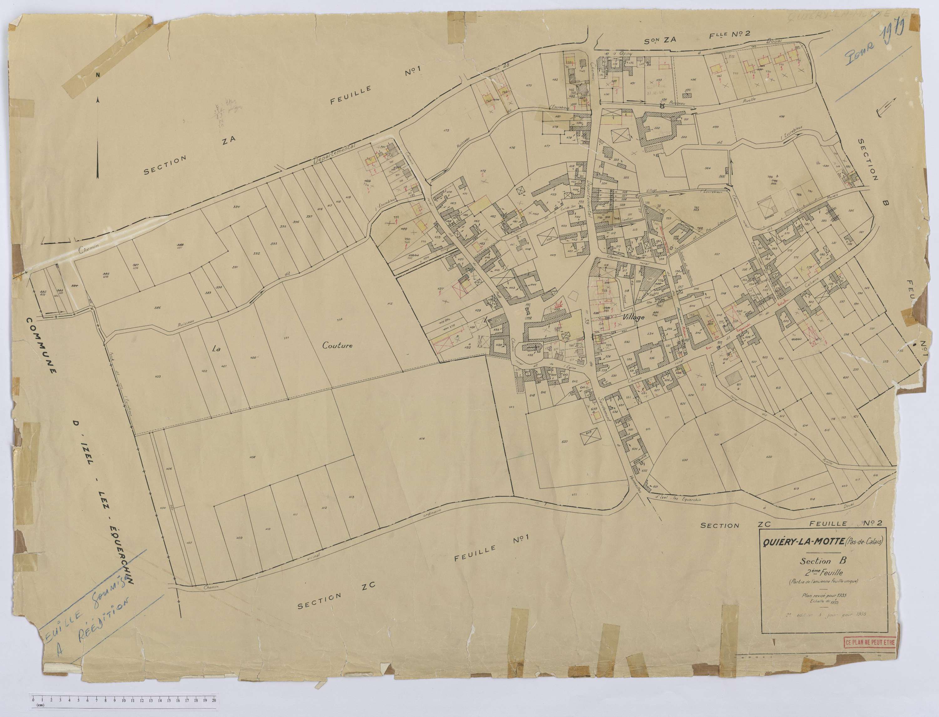Quiéry-la-Motte - Section B, feuille 2.